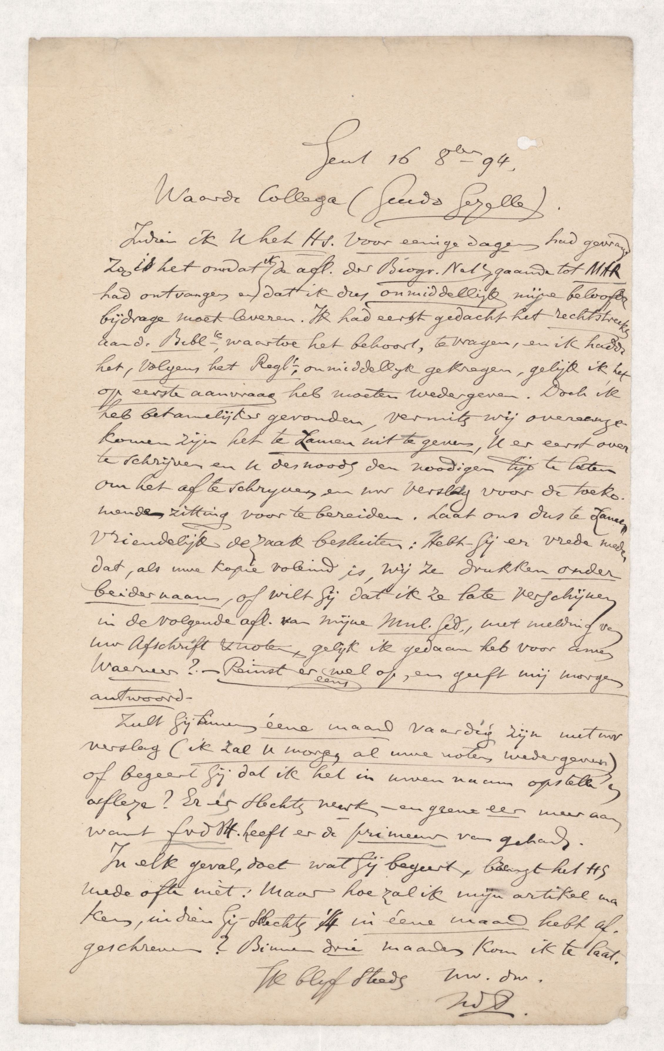 Napoleon De Pauw aan [Guido Gezelle]