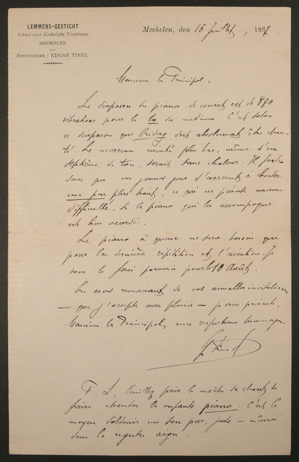 Edgar Tinel aan [Hendrik Rommel]