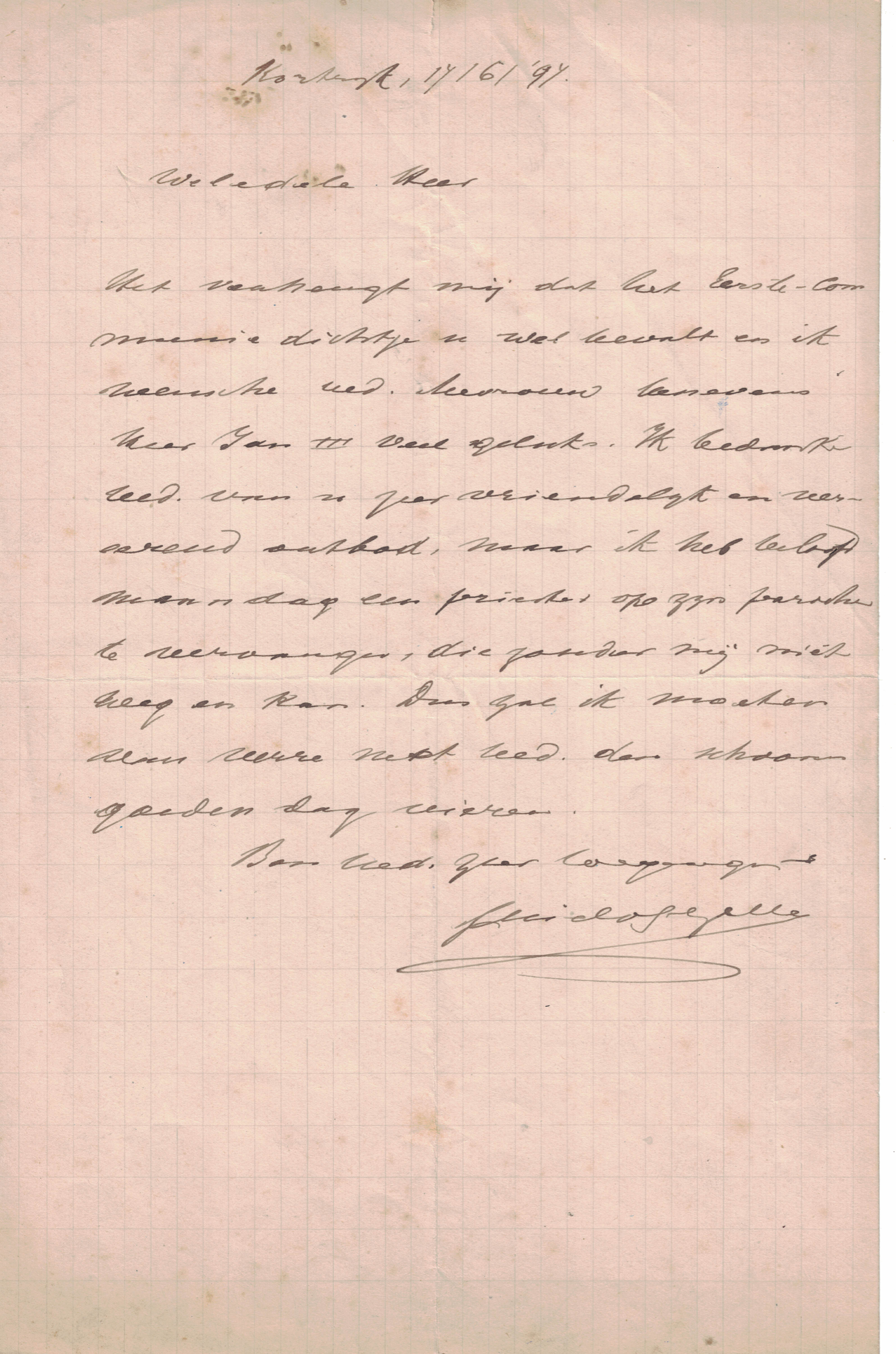 Guido Gezelle aan [Jean-Baptiste-Emmanuel-Felix-Vincent-Pierre-Marie (de) Béthune]