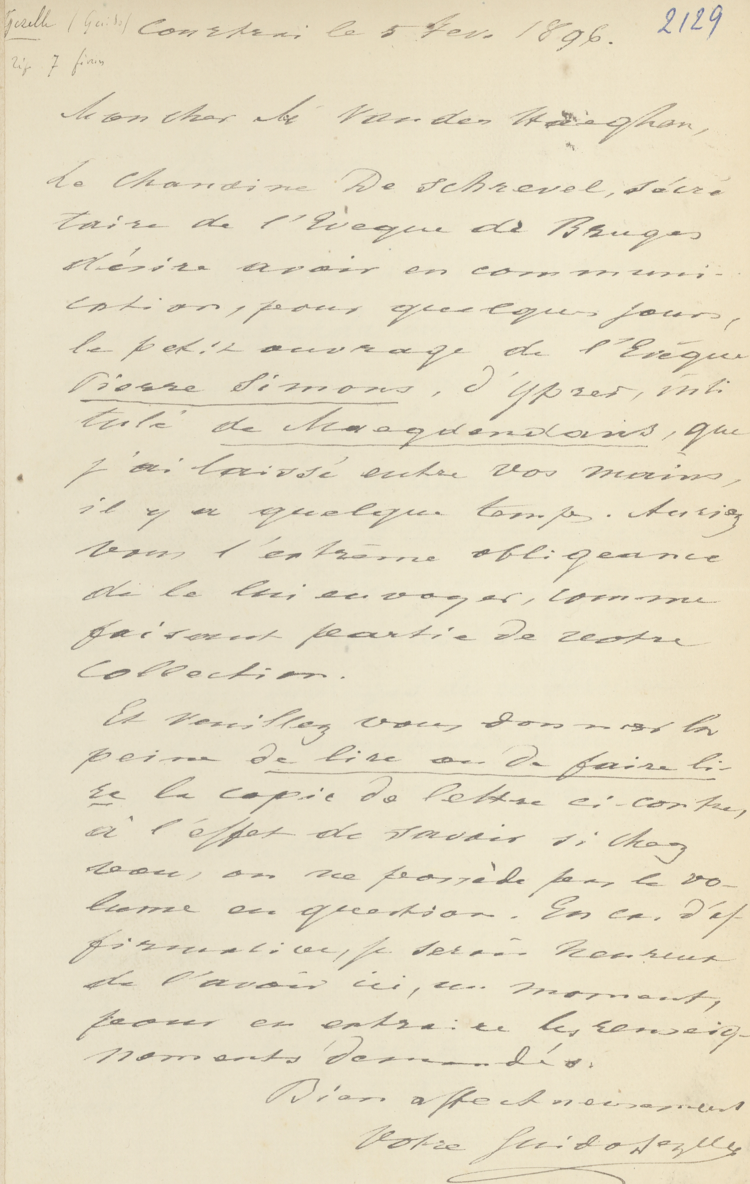 Guido Gezelle aan [Ferdinand Vander Haeghen]