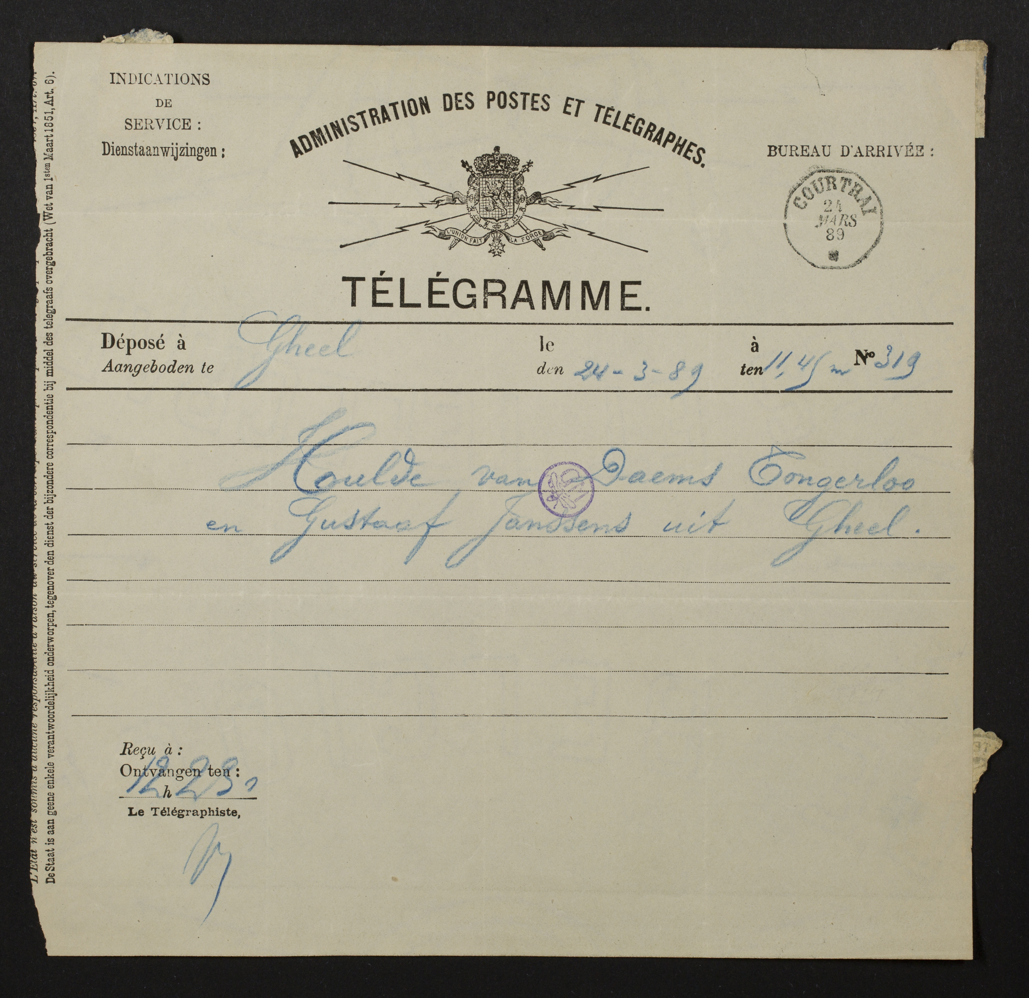 Servatius Daems (=Frater Domien) en Gustaaf Hendrik Jozef Janssens aan Guido Gezelle