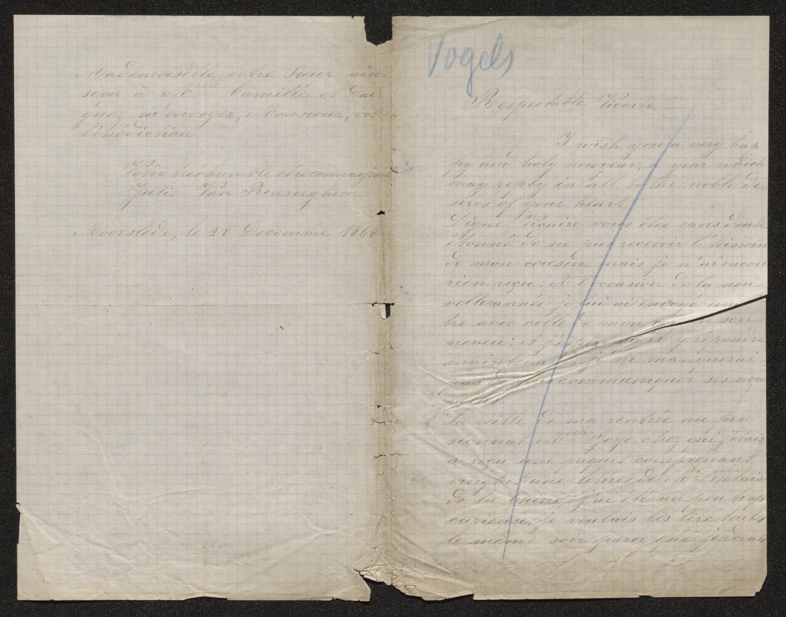 Julie Vanrenterghem (= Zuster Mary Mathilda) aan [Guido Gezelle]