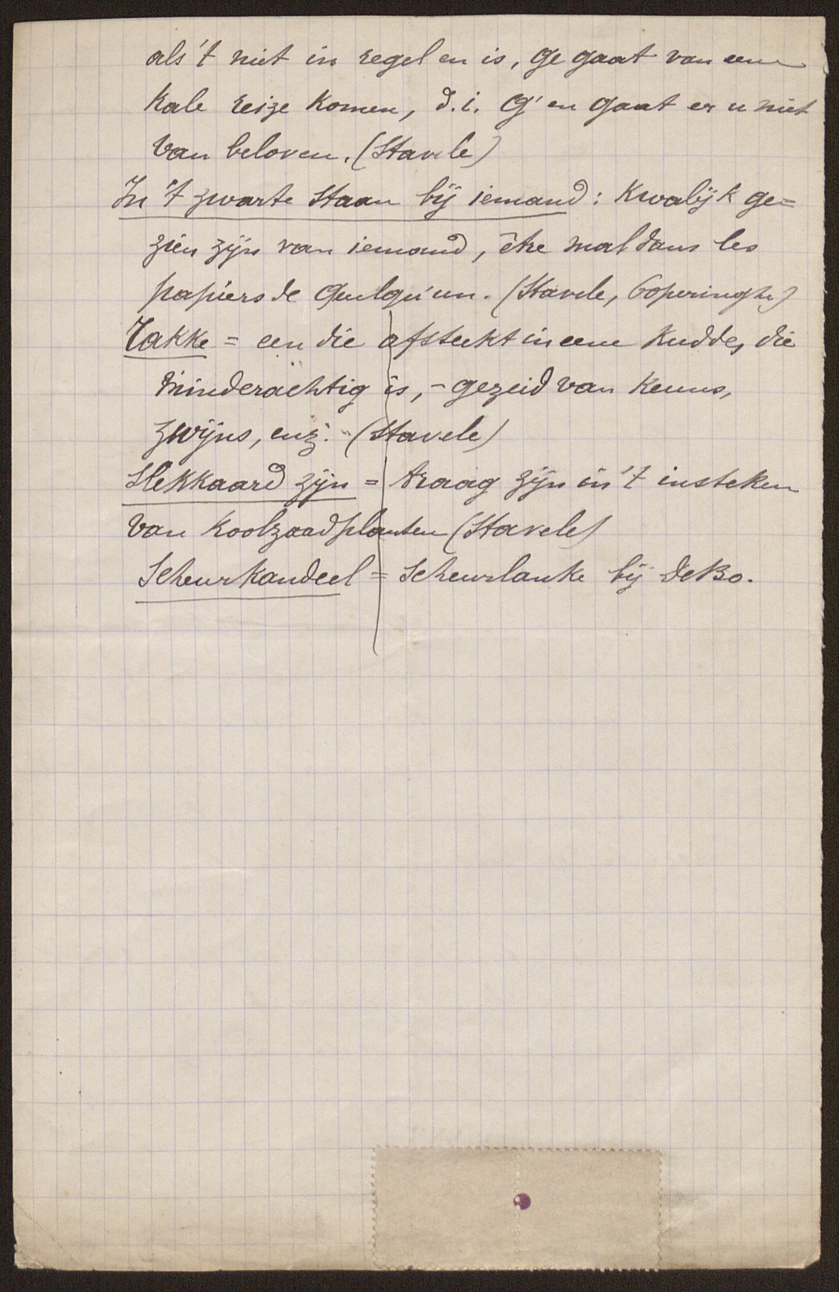 Taalkundig materiaal van A. Dassonville voor Guido Gezelle