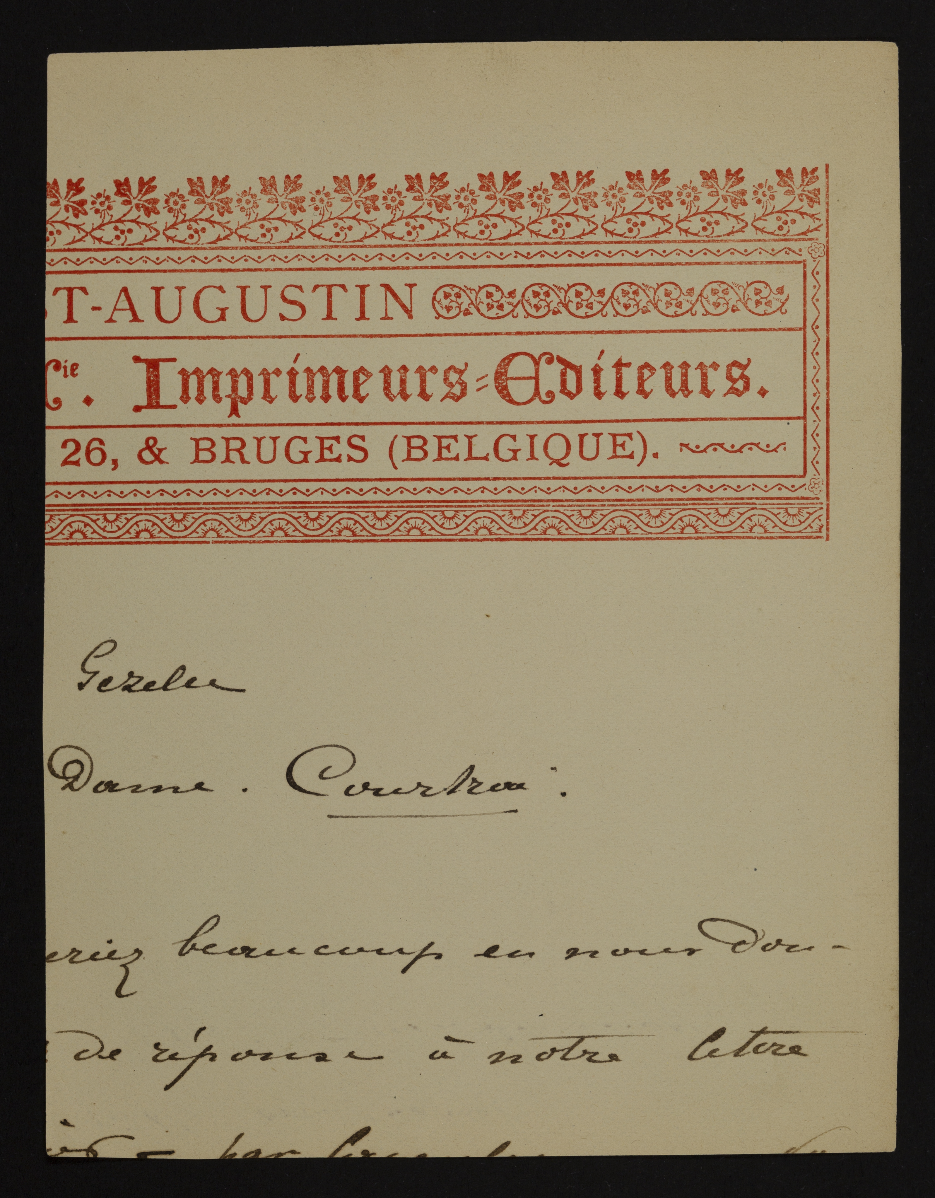 [Hendrik Van Der Straeten i.n.v. Desclée-De Brouwer] aan [Guido Gezelle]