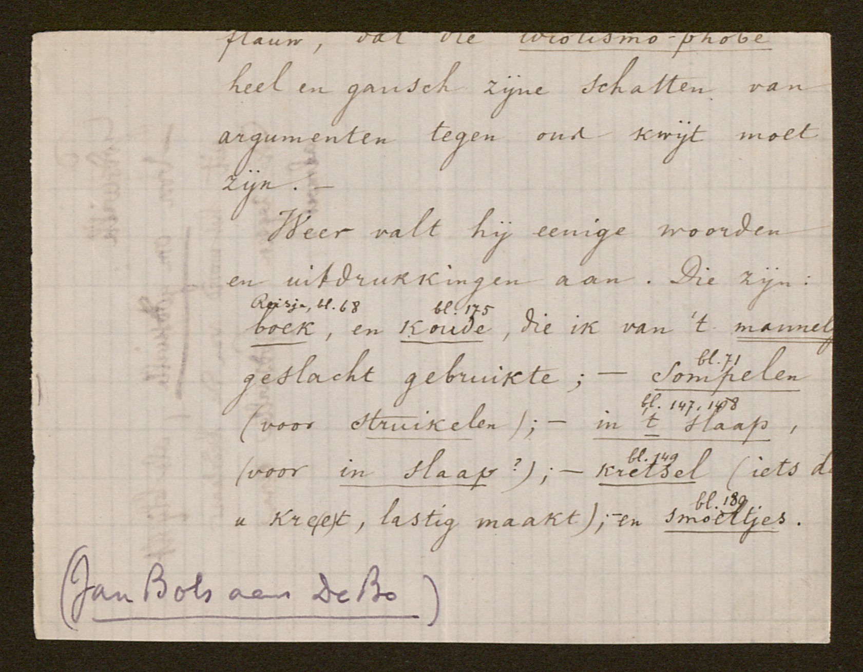 [Jan Bols] aan [Leonard Lodewijk De Bo]