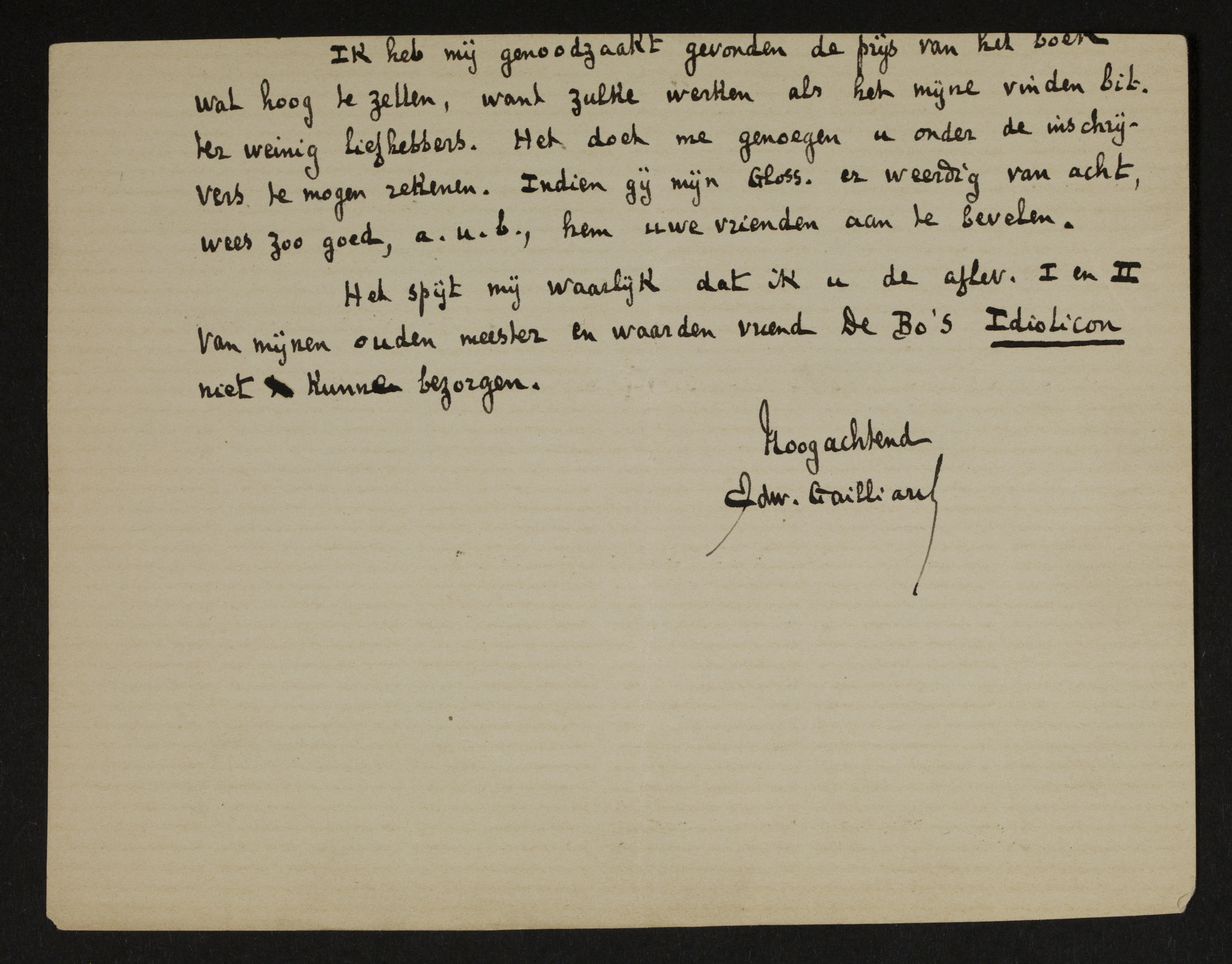 Edward Louis Gailliard aan onbekend