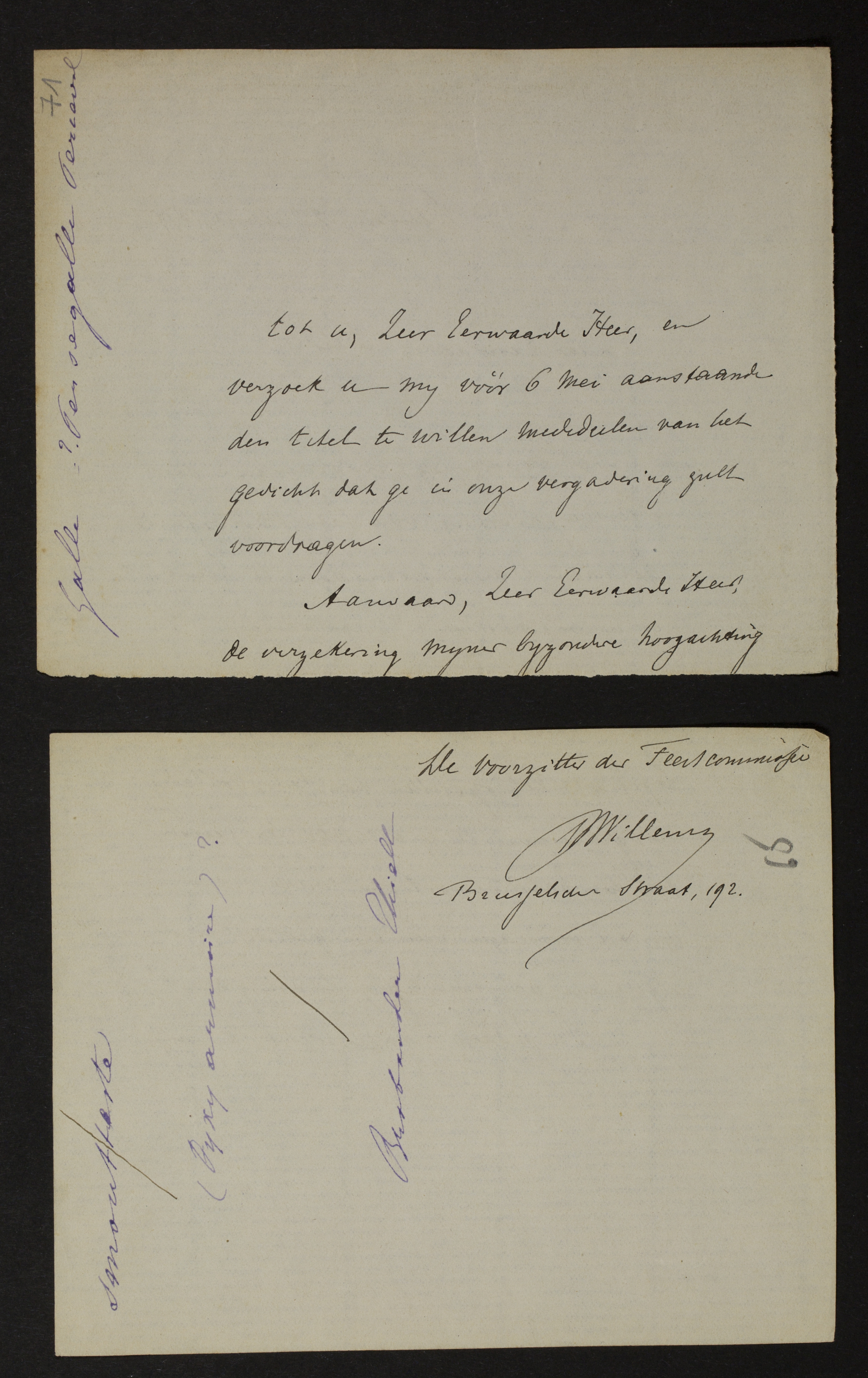 Pieter Willems aan [Guido Gezelle]