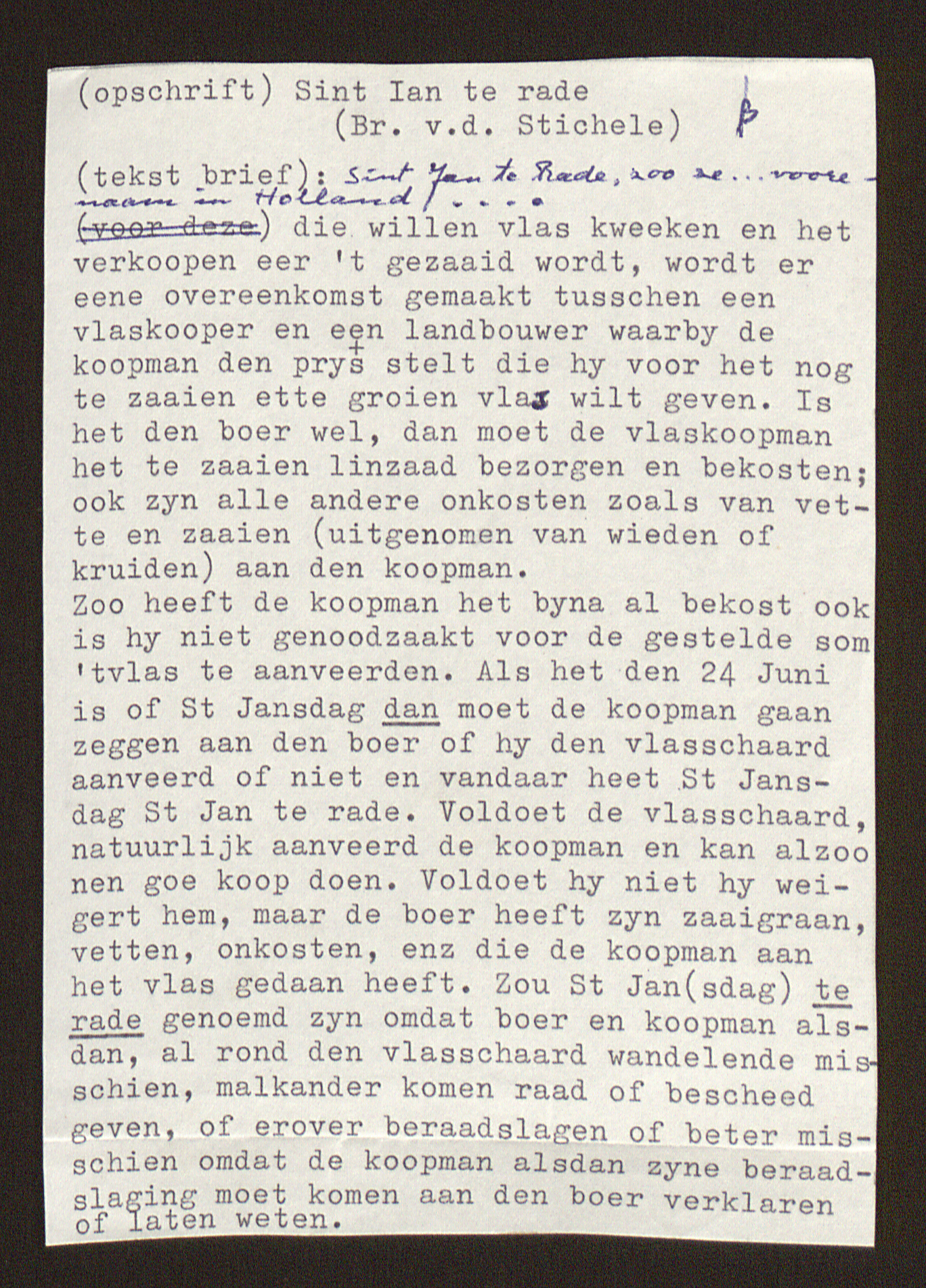 [Bruno Carolus Vander Stichele] aan [Guido Gezelle]