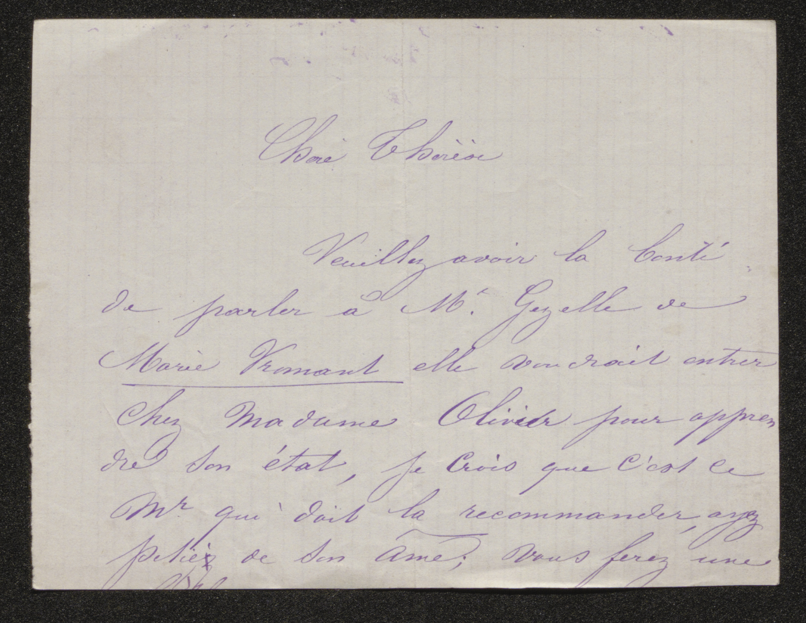 onbekend aan Thérèse [Deblaere ?] [doorgestuurd naar Guido Gezelle]