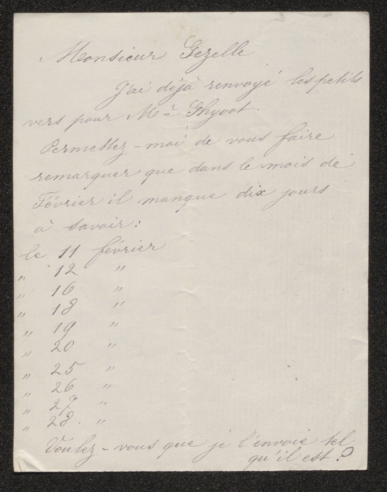 [Cordelia Van De Wiele] aan [Guido Gezelle]