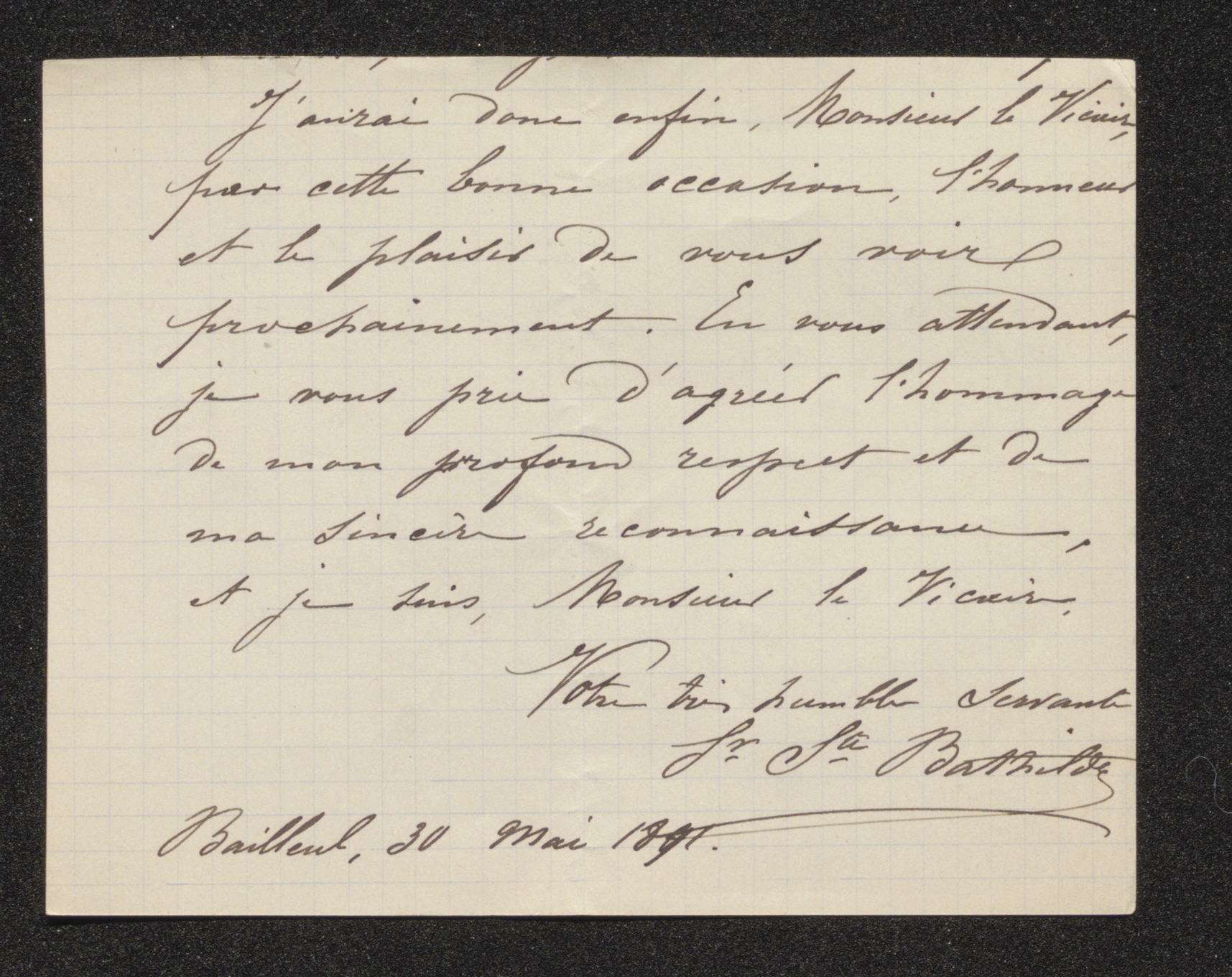 [Sidonie Mahieu] (= Zuster Bathilde) aan [Guido Gezelle]