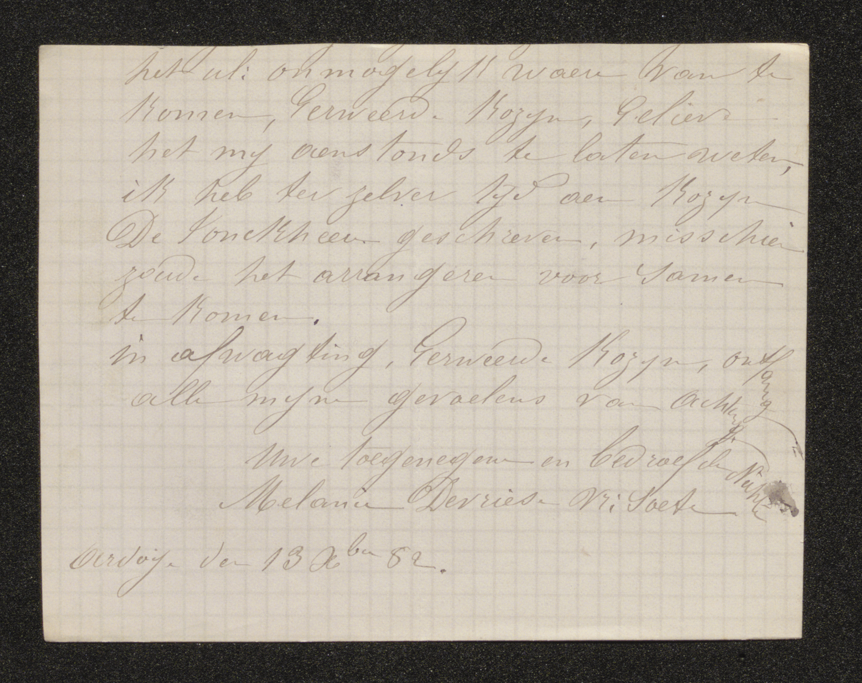 Melanie De Vriese (= mevrouw Melanie Soete) aan [Guido Gezelle]