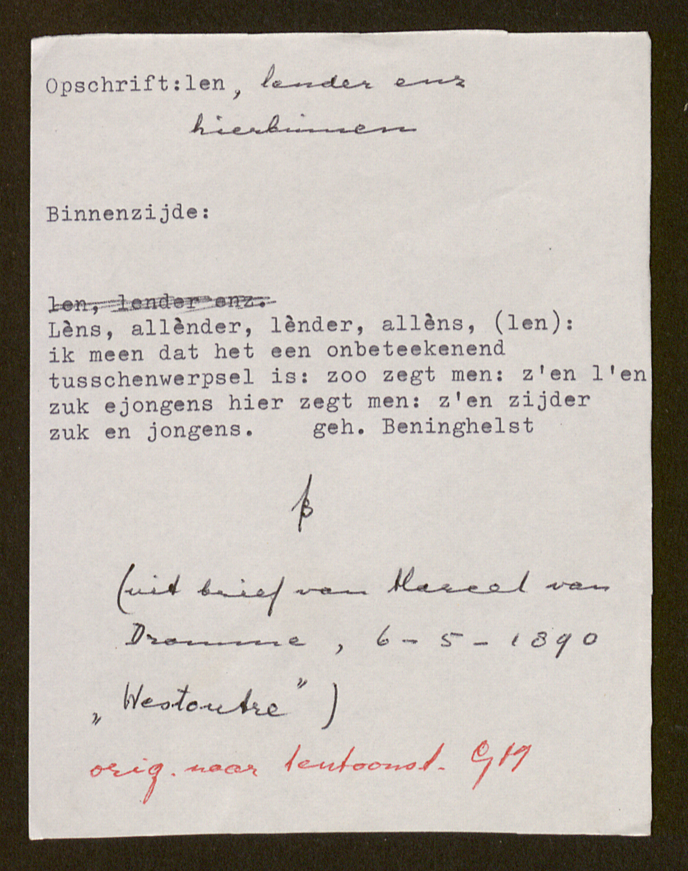 Marcel Van Dromme aan [Guido Gezelle]