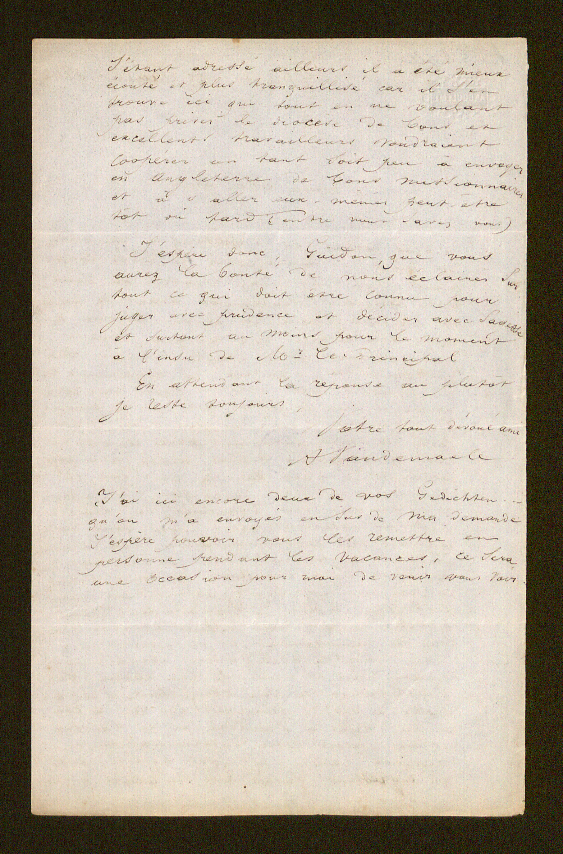 Aloïs Vandemaele aan [Guido Gezelle]