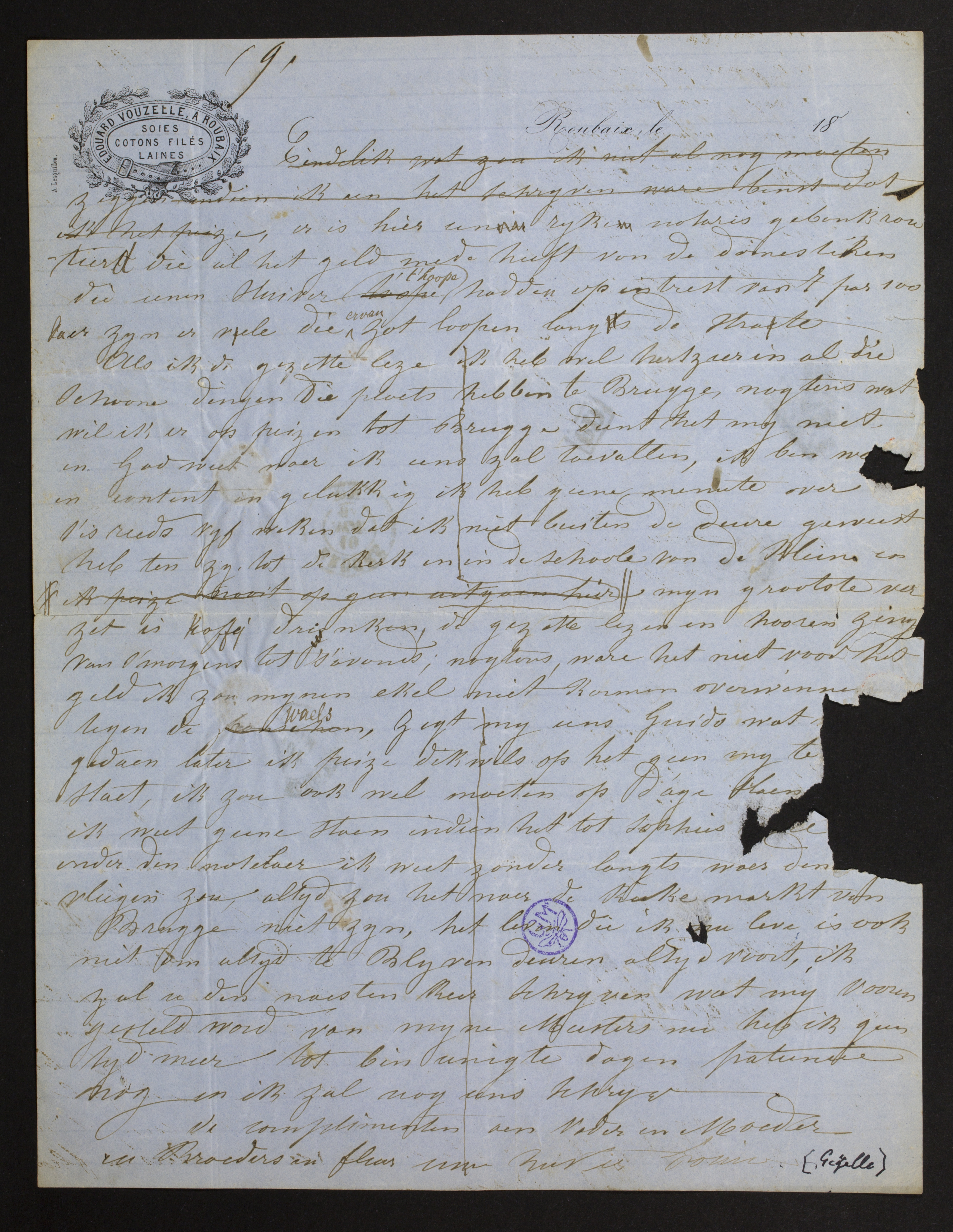 [Louise Gezelle] aan [Pieter-Jan Gezelle; Monica De Vriese; Florence Gezelle; Romaan Gezelle; Jozef Aloysius Hyacin...