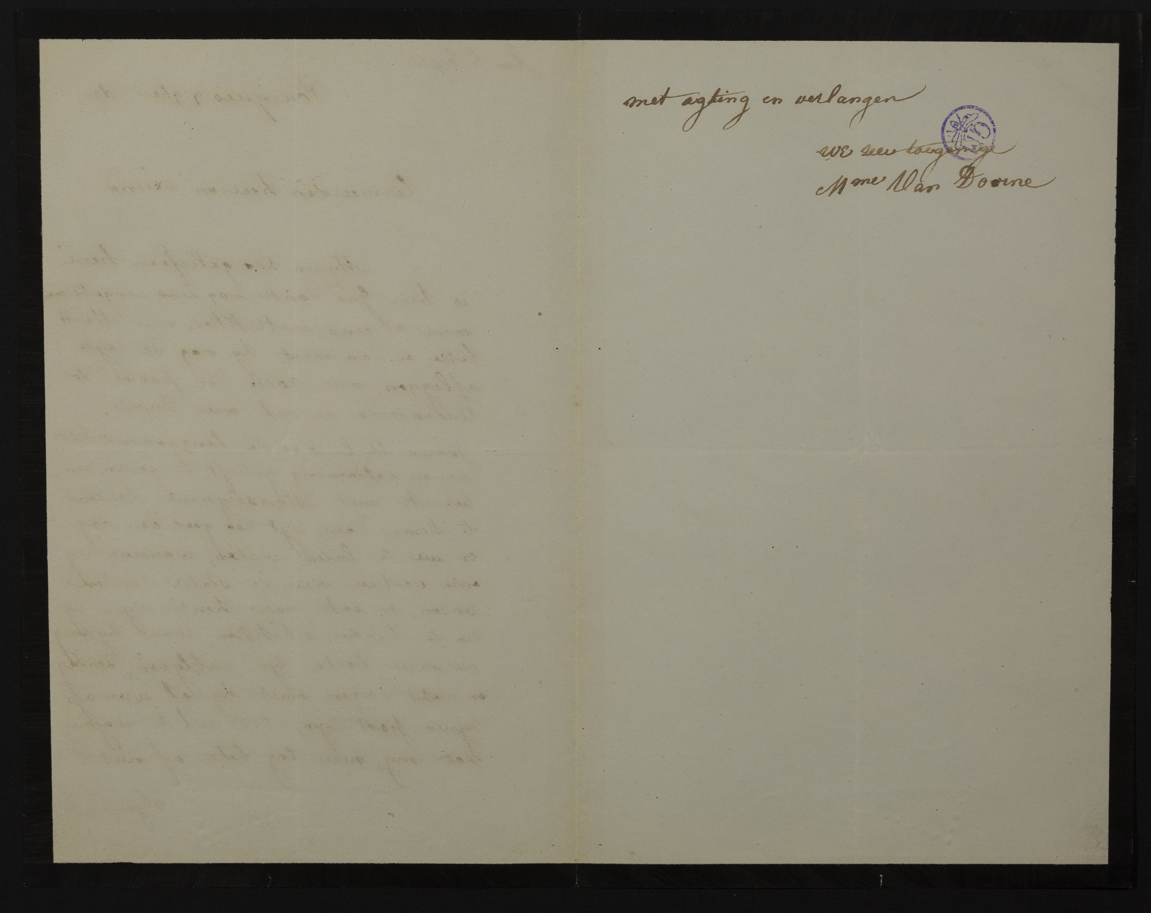 [Justine Van De Velde] (= mevrouw Justine Van Doorne) aan [Guido Gezelle]