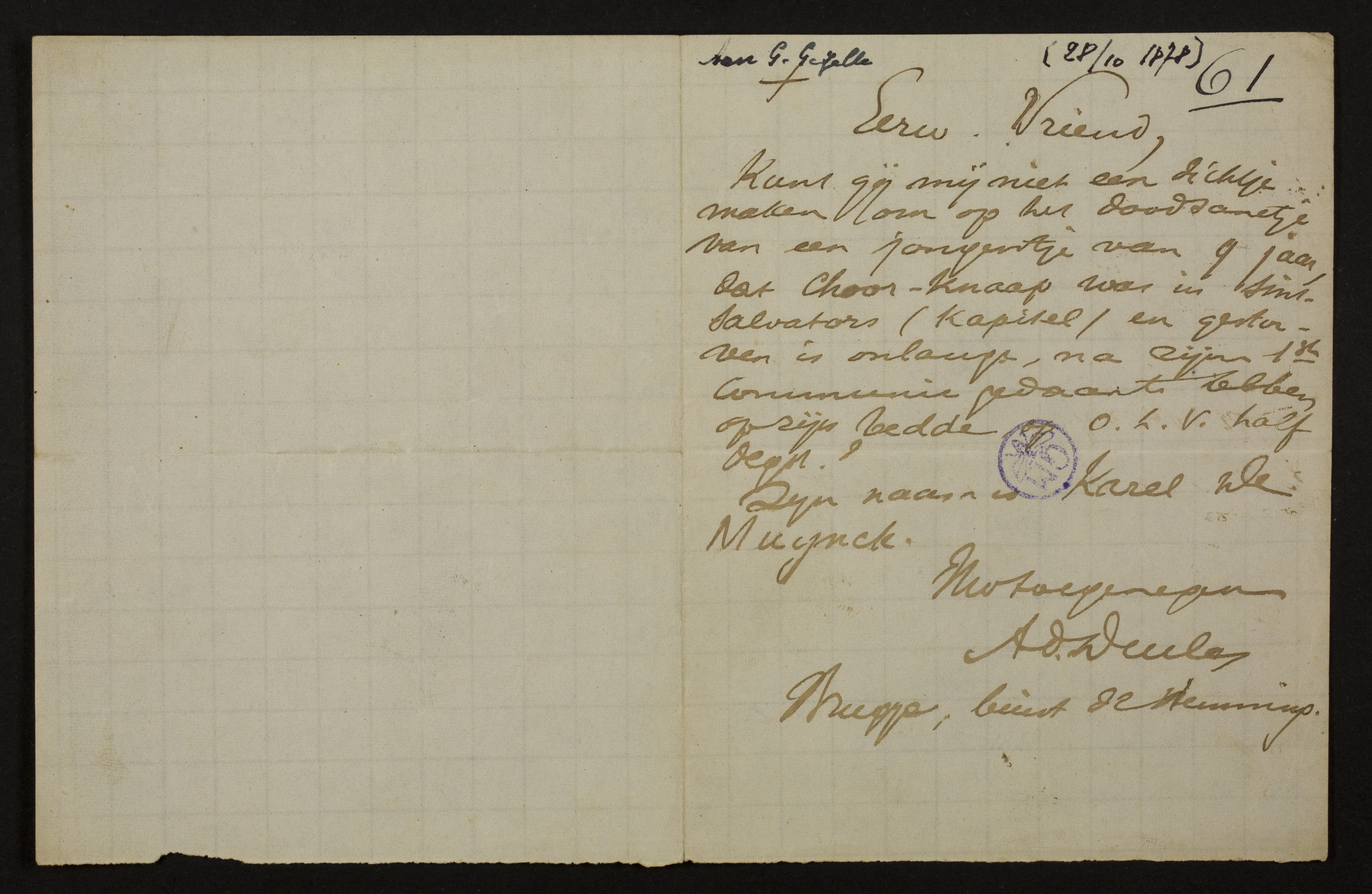 Adolf Juliaan Duclos aan [Guido Gezelle]