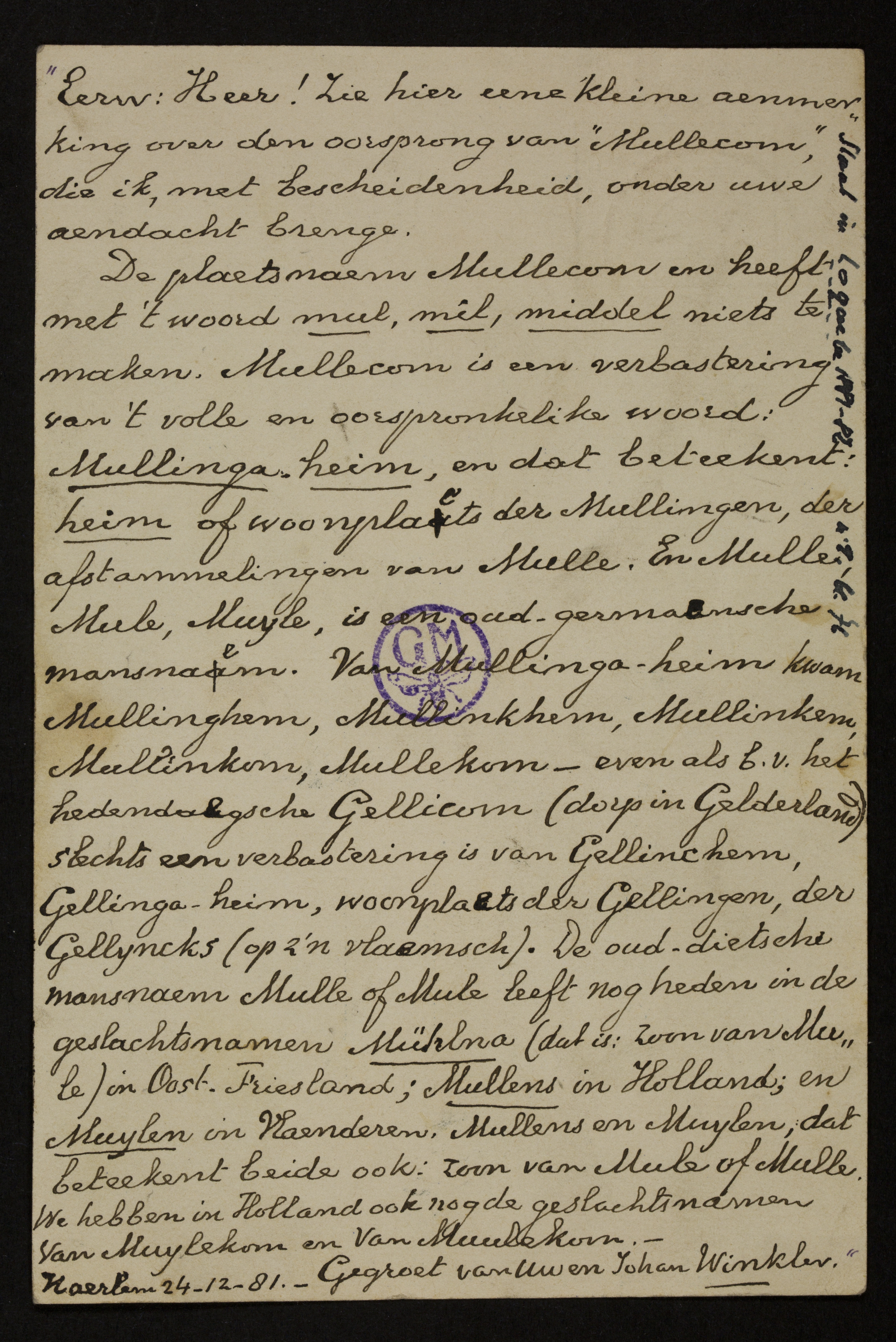 Johan Winkler aan Guido Gezelle