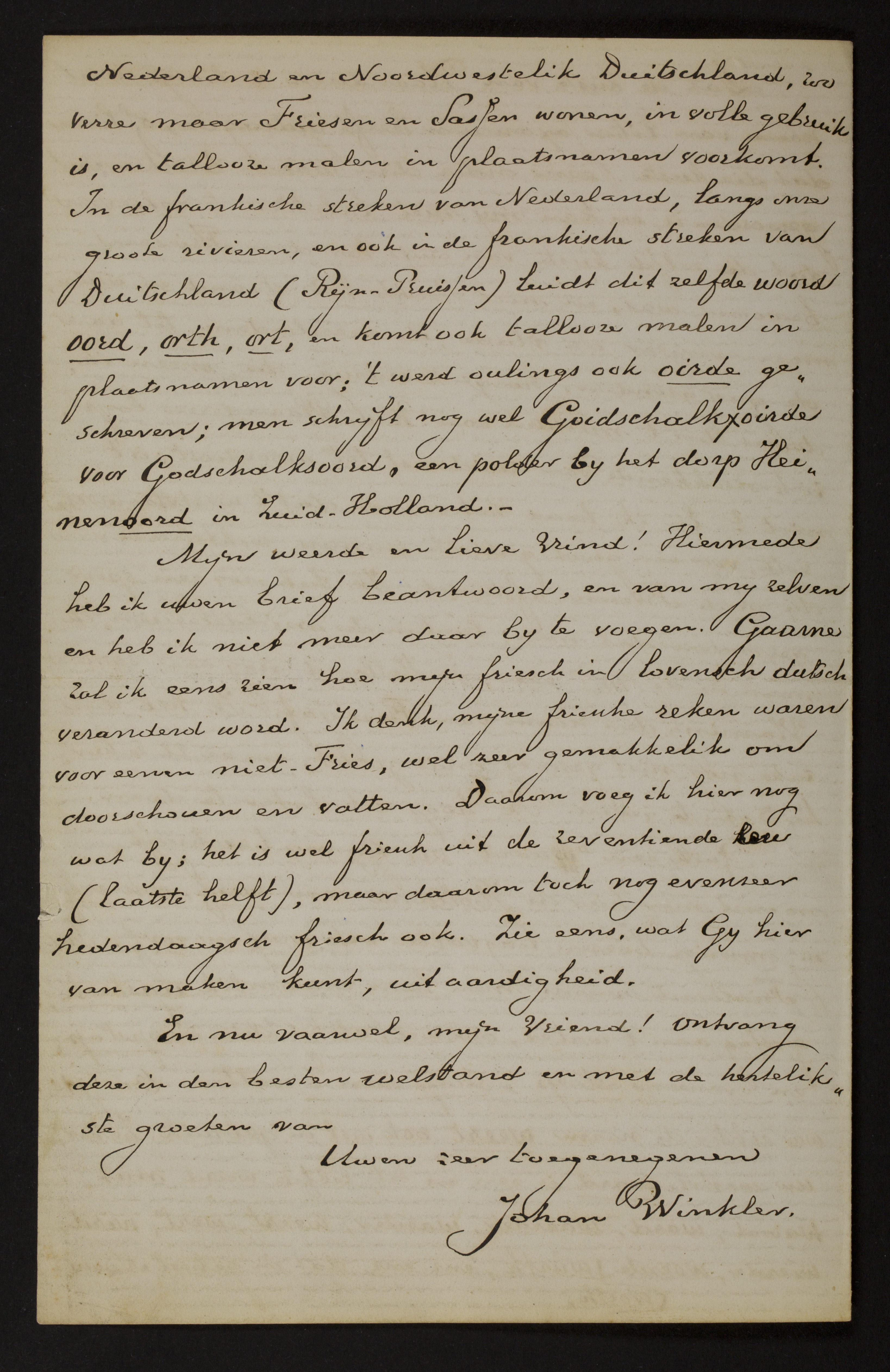 Johan Winkler aan [Guido Gezelle]