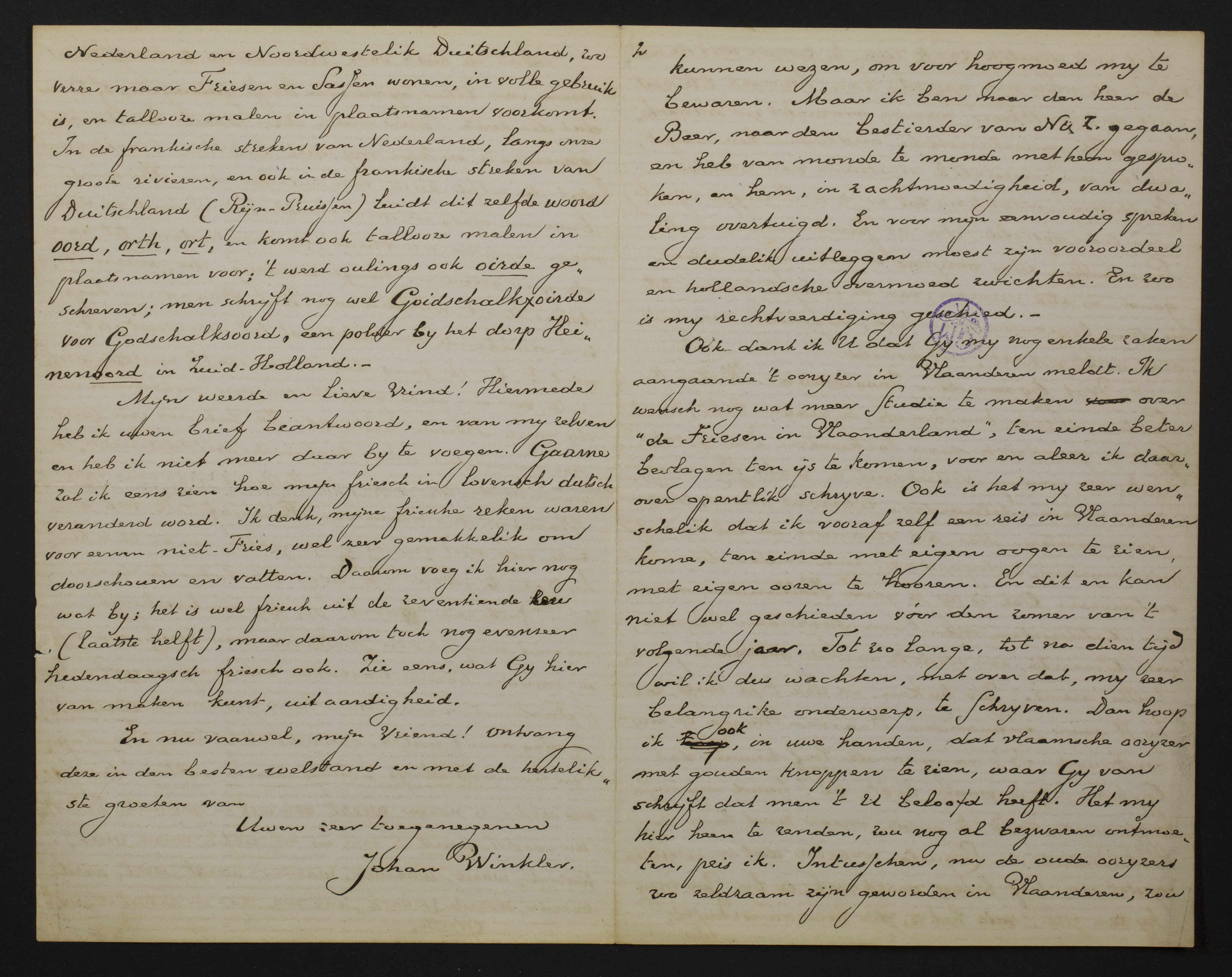 Johan Winkler aan [Guido Gezelle]