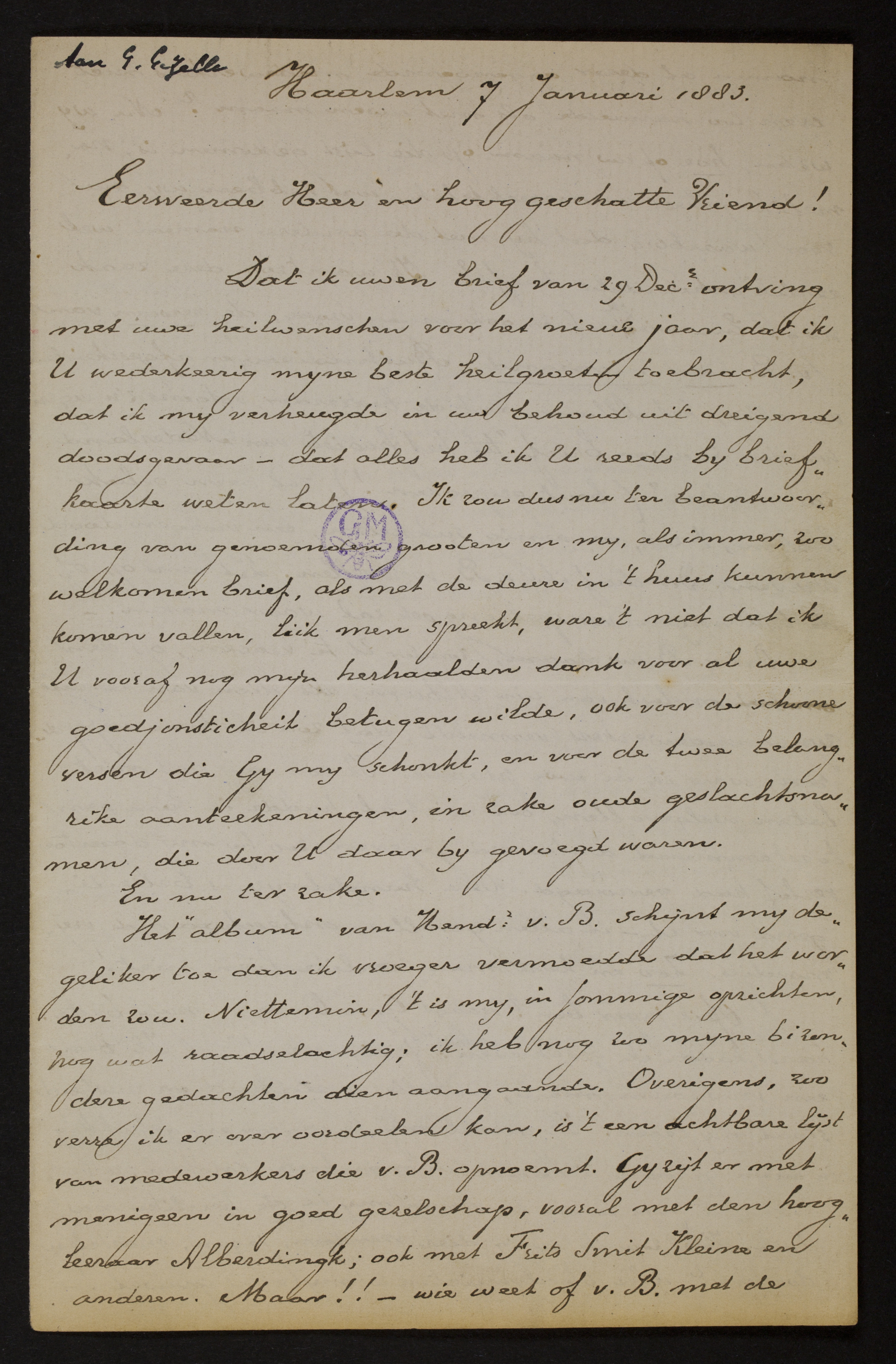 Johan Winkler aan [Guido Gezelle]