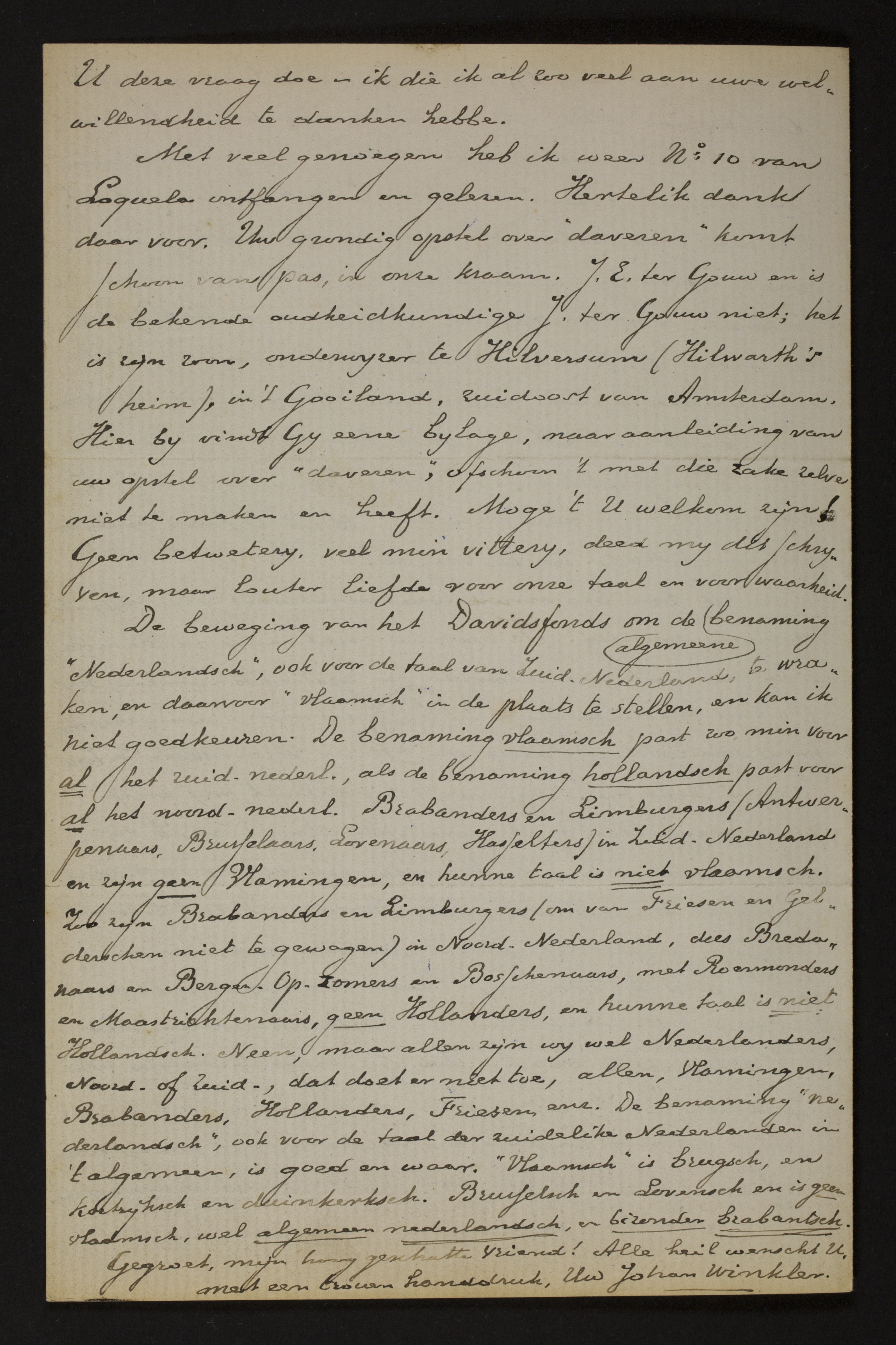 Johan Winkler aan [Guido Gezelle]