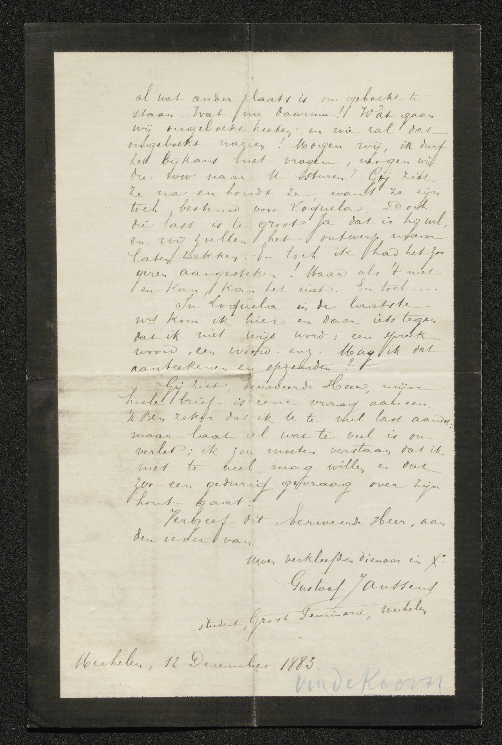 Gustaaf Hendrik Jozef Janssens aan [Guido Gezelle]