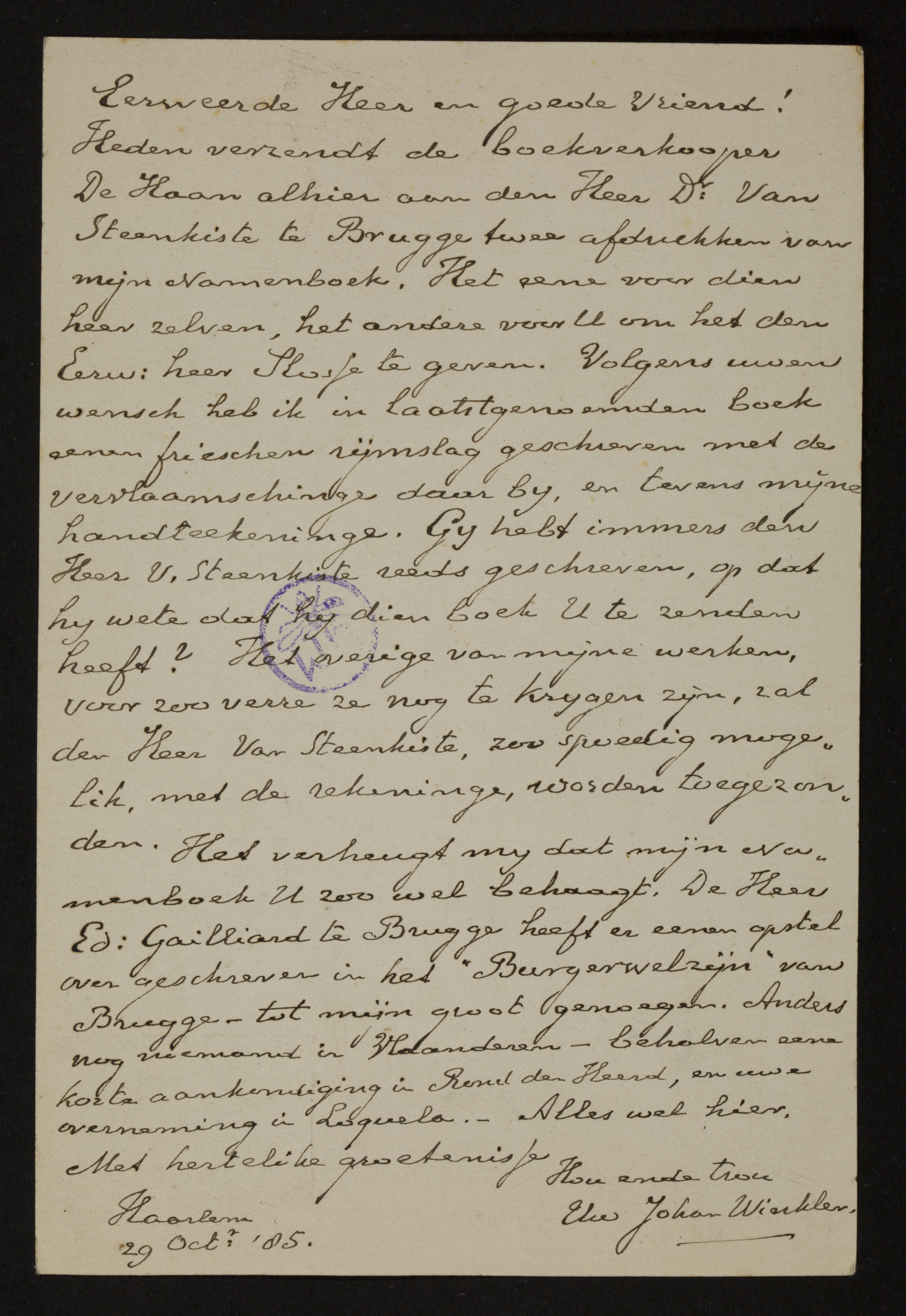 Johan Winkler aan Guido Gezelle