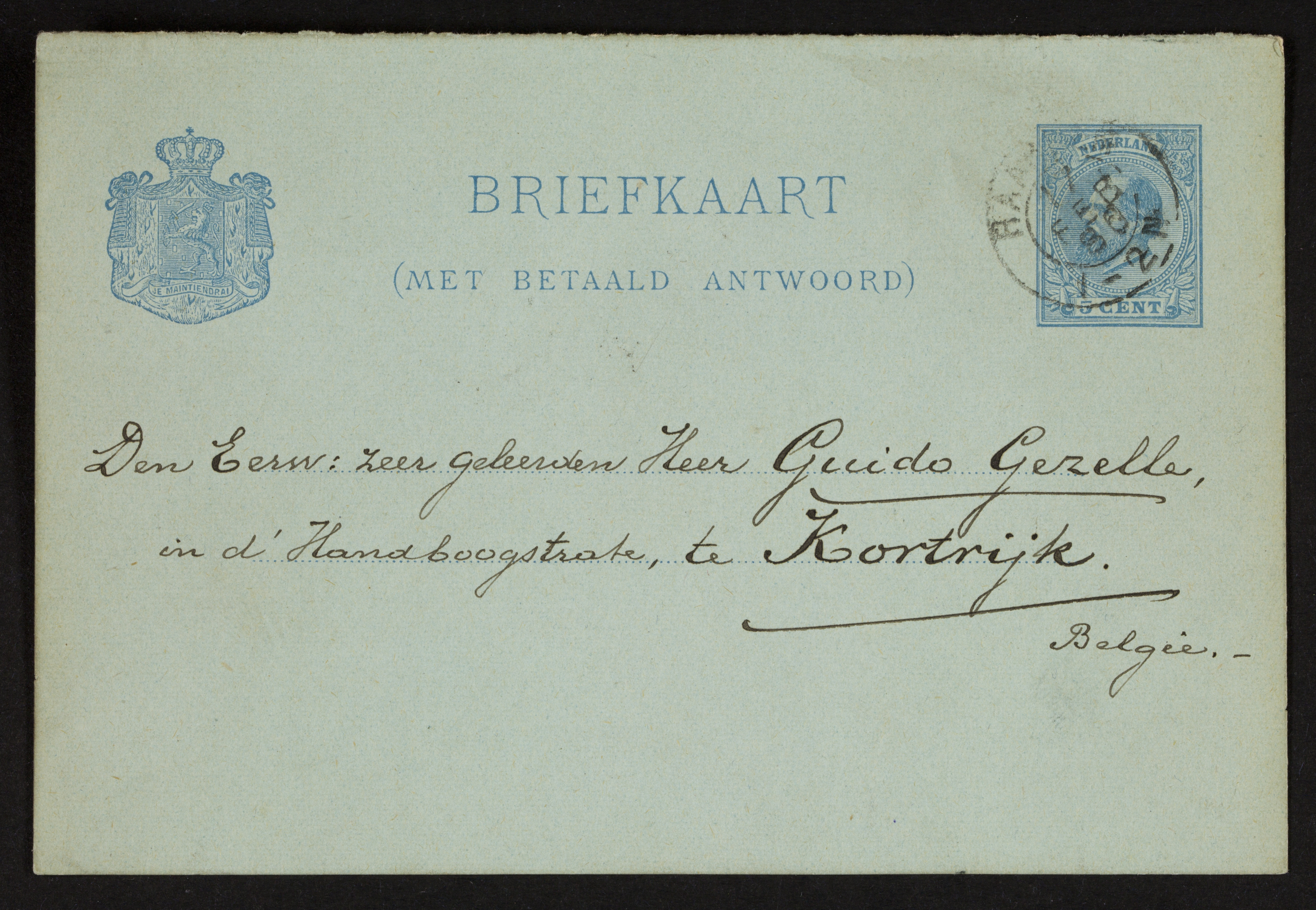 Johan Winkler aan Guido Gezelle