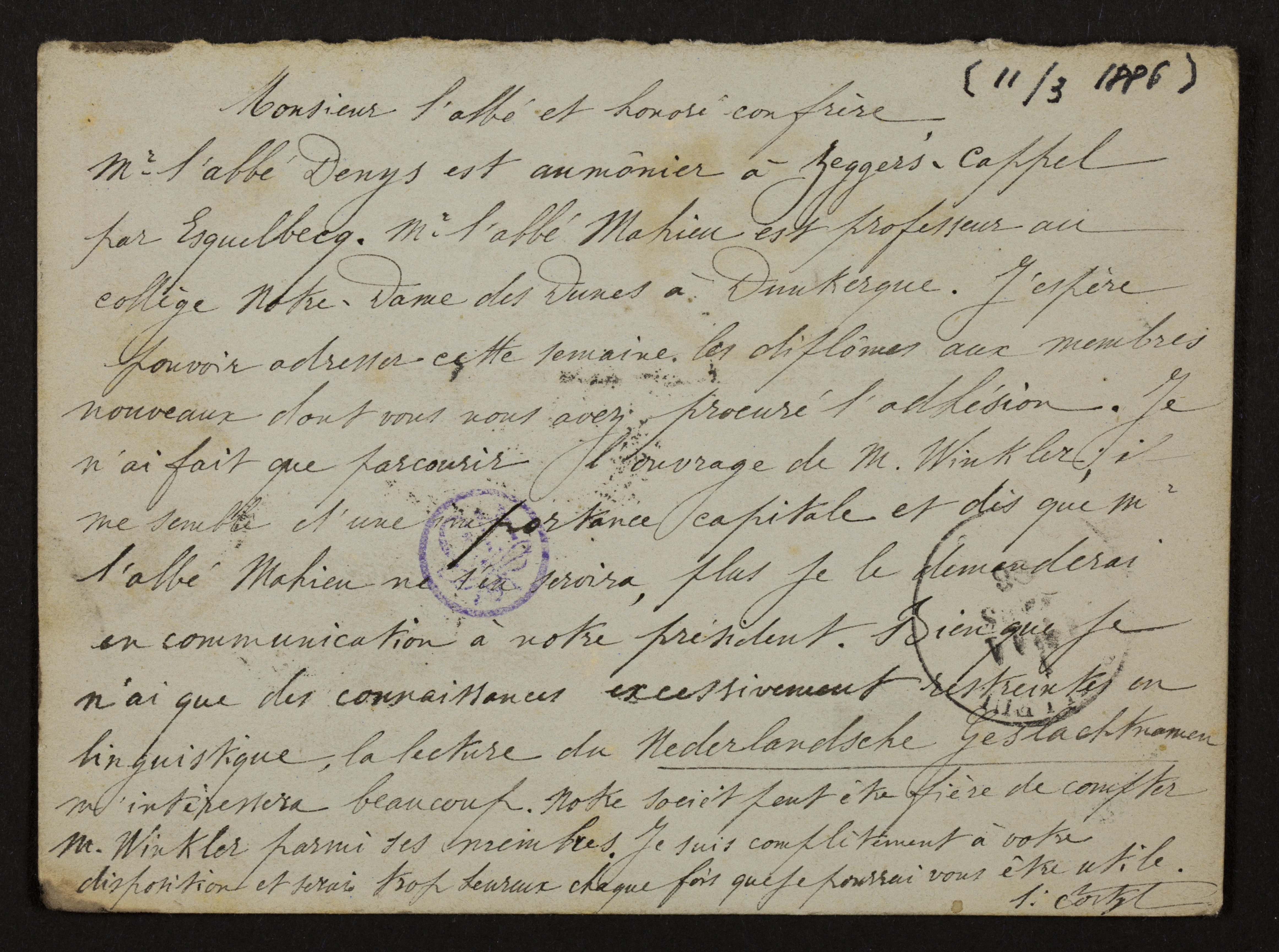 Eugeen Cortyl aan Guido Gezelle