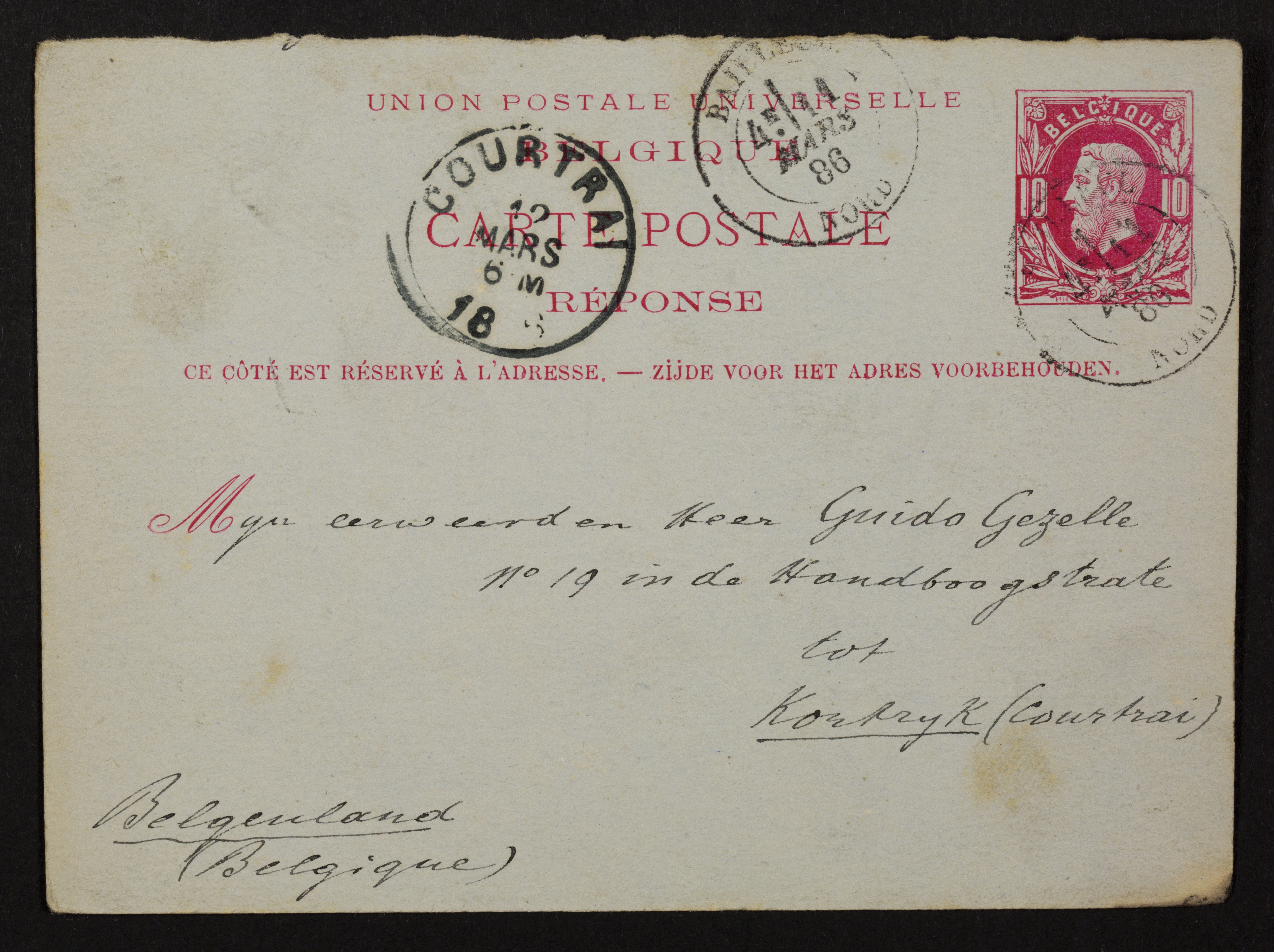 Eugeen Cortyl aan Guido Gezelle