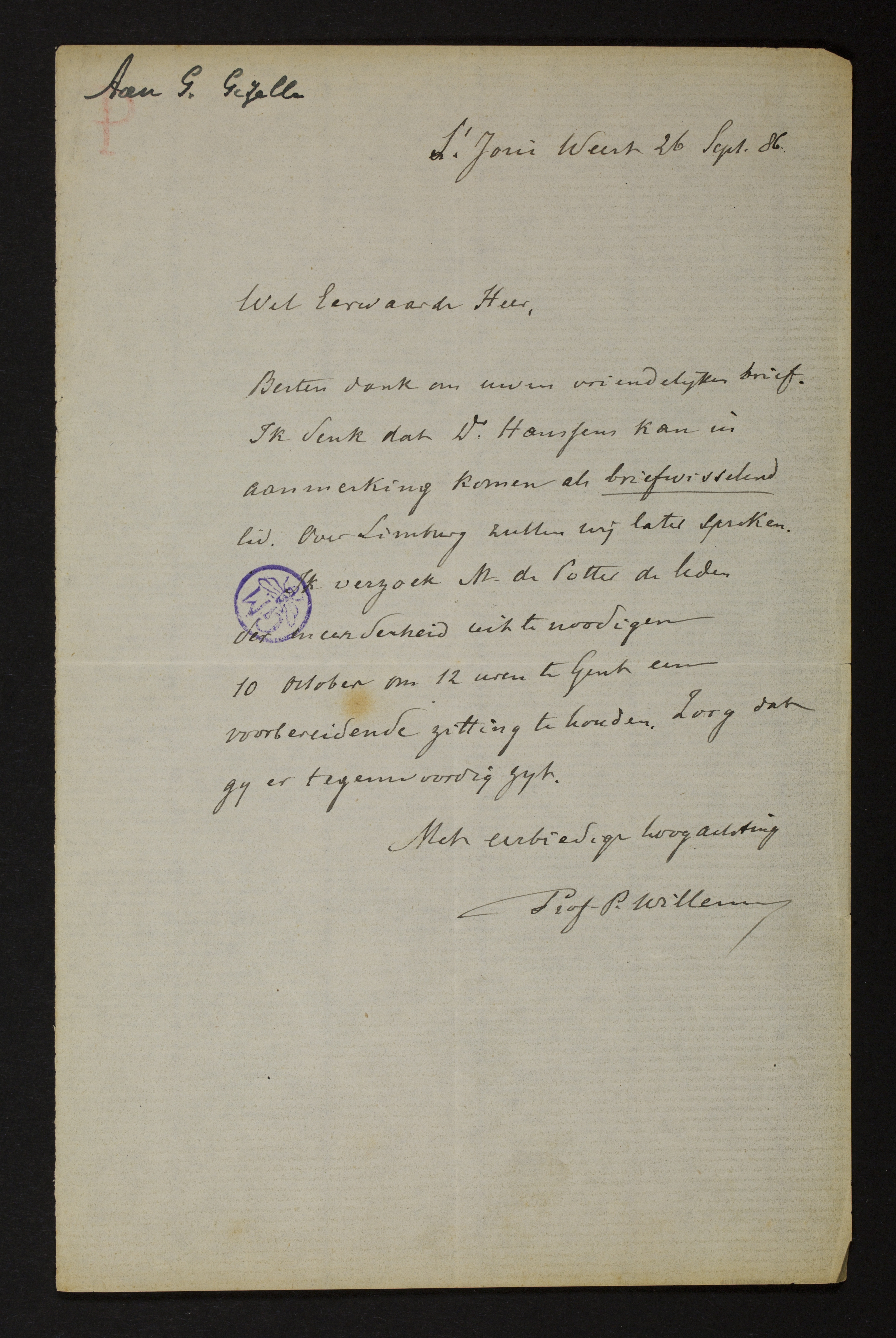 Pieter Willems aan [Guido Gezelle]