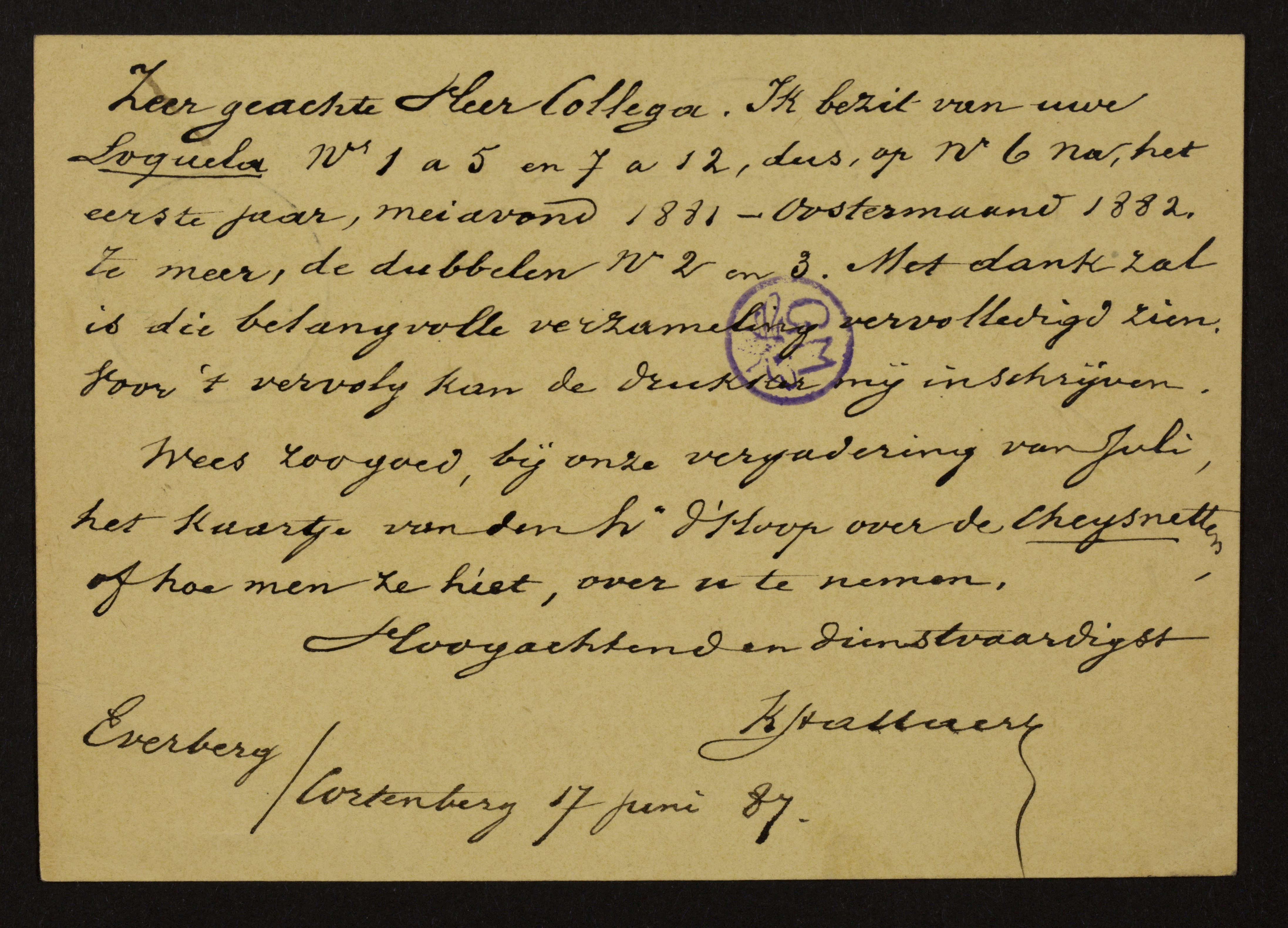 Karel Stallaert aan Guido Gezelle