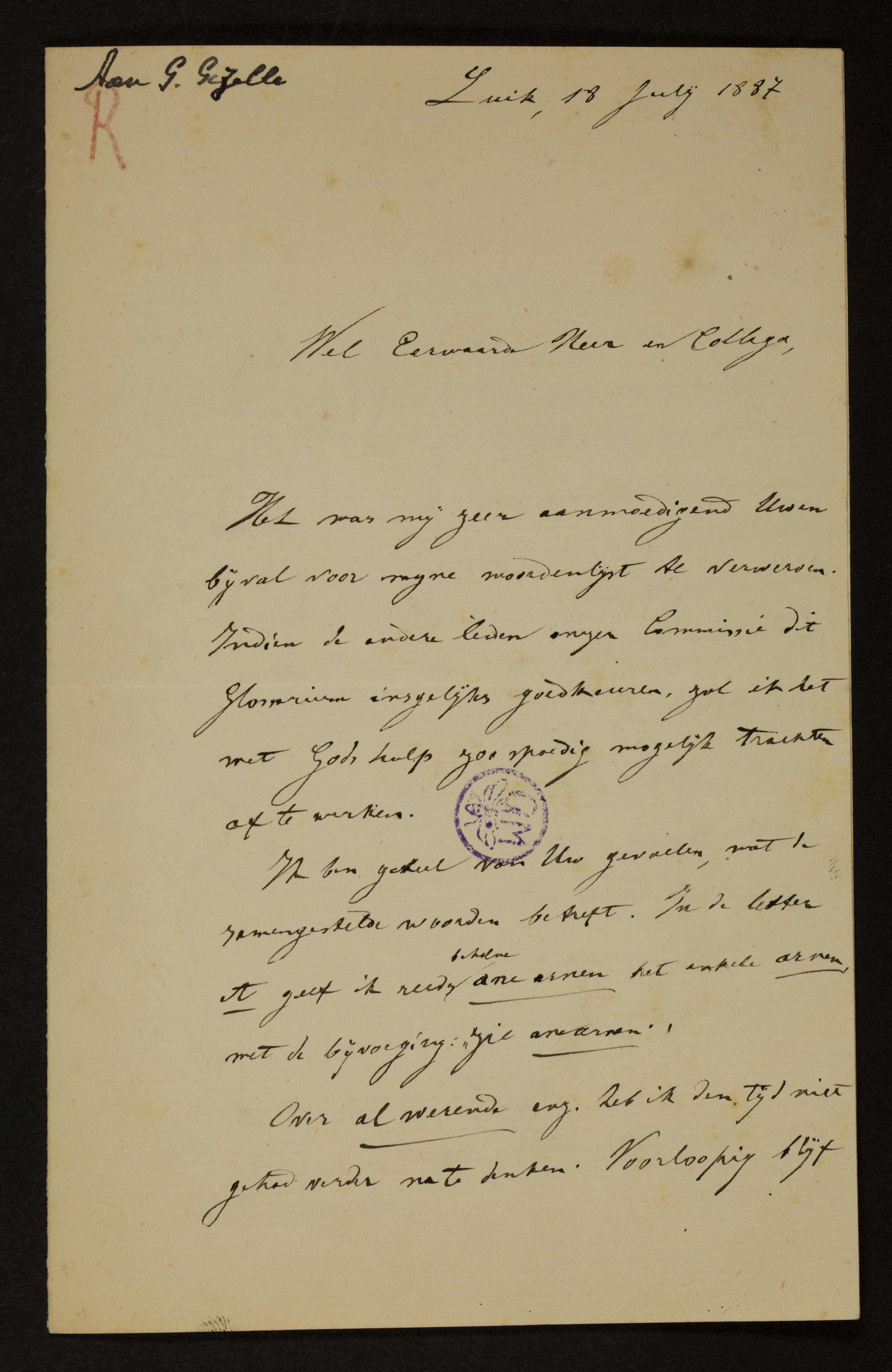 Lodewijk Roersch aan [Guido Gezelle]