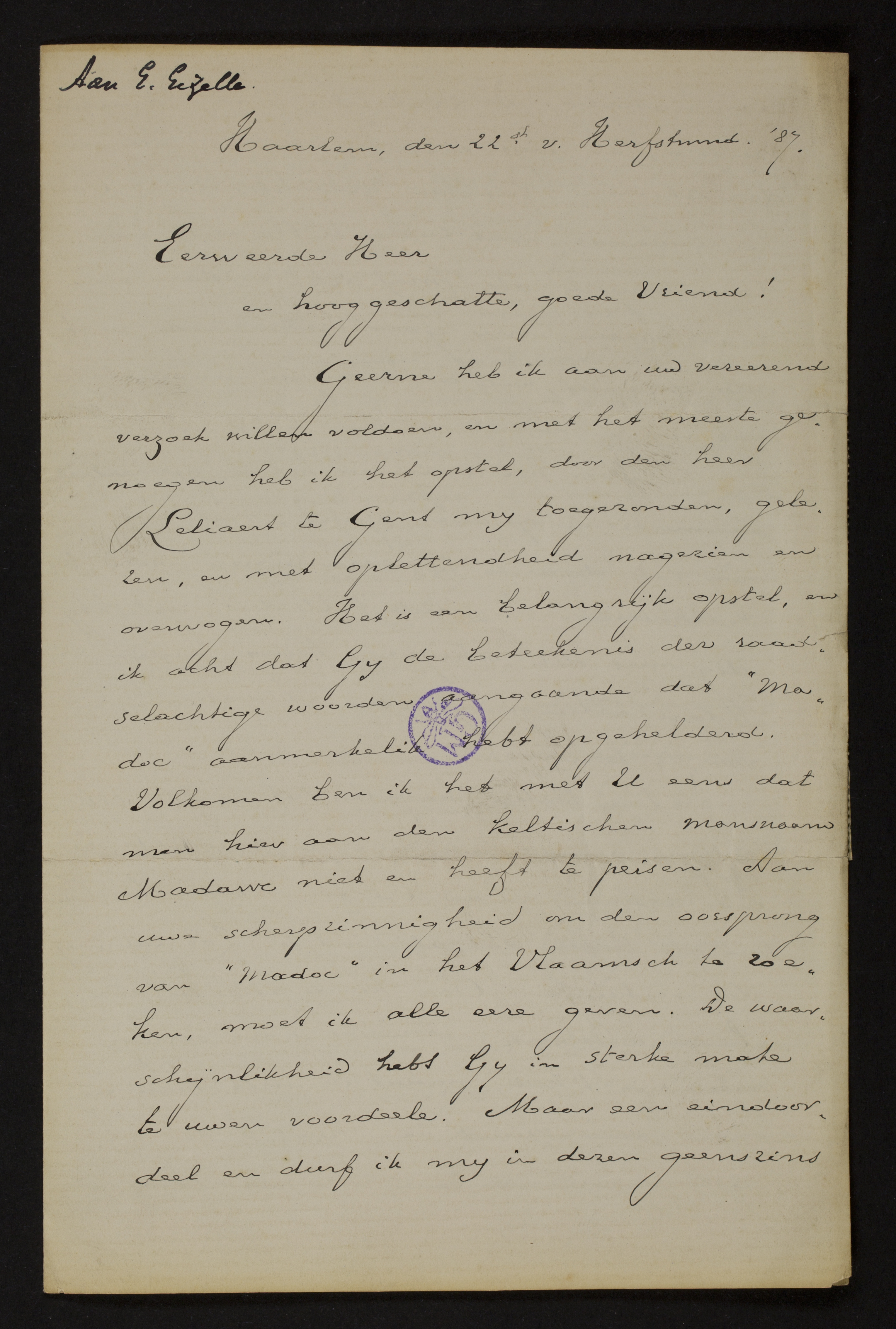 Johan Winkler aan [Guido Gezelle]