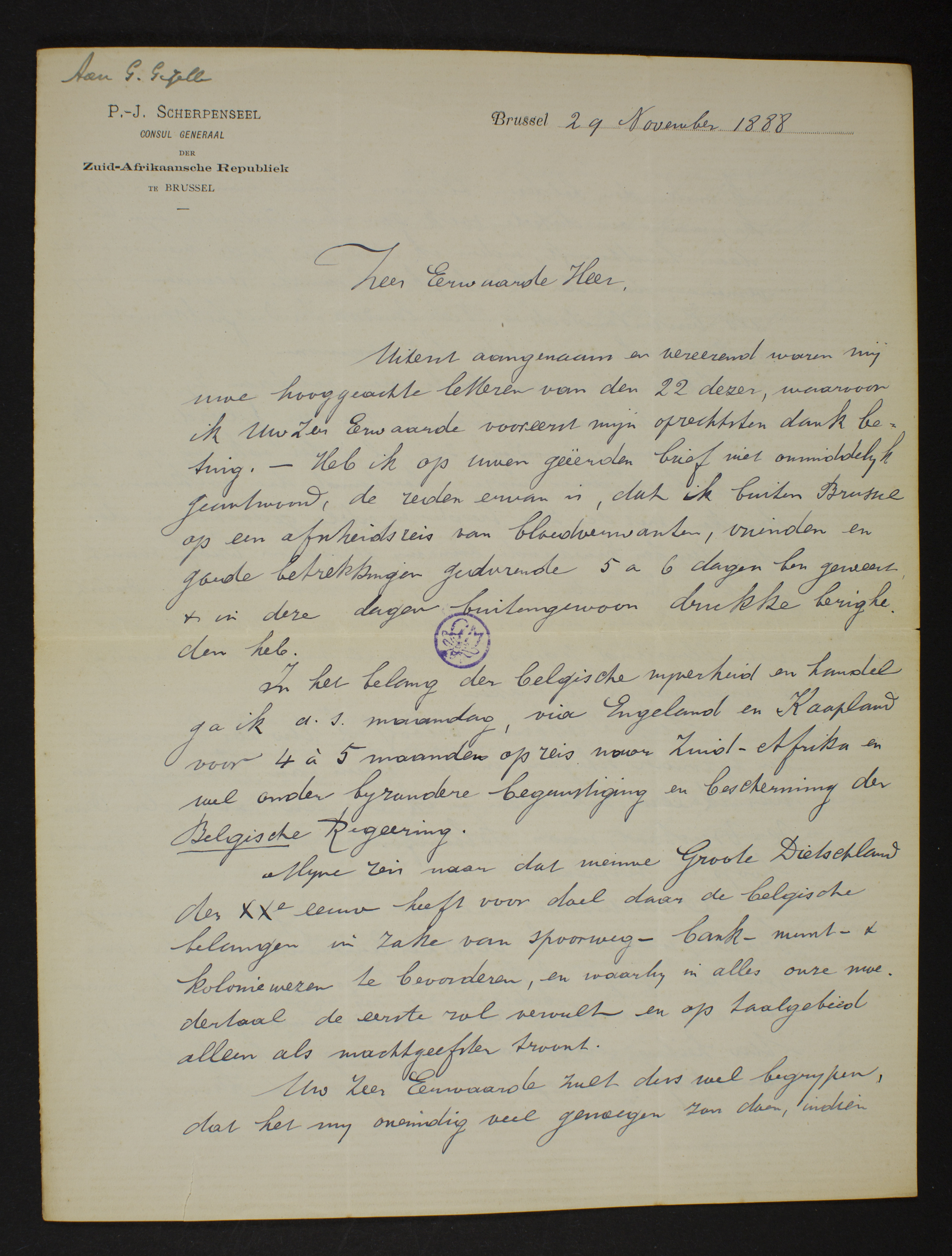 Peter Jozef Scherpenseel aan [Guido Gezelle]