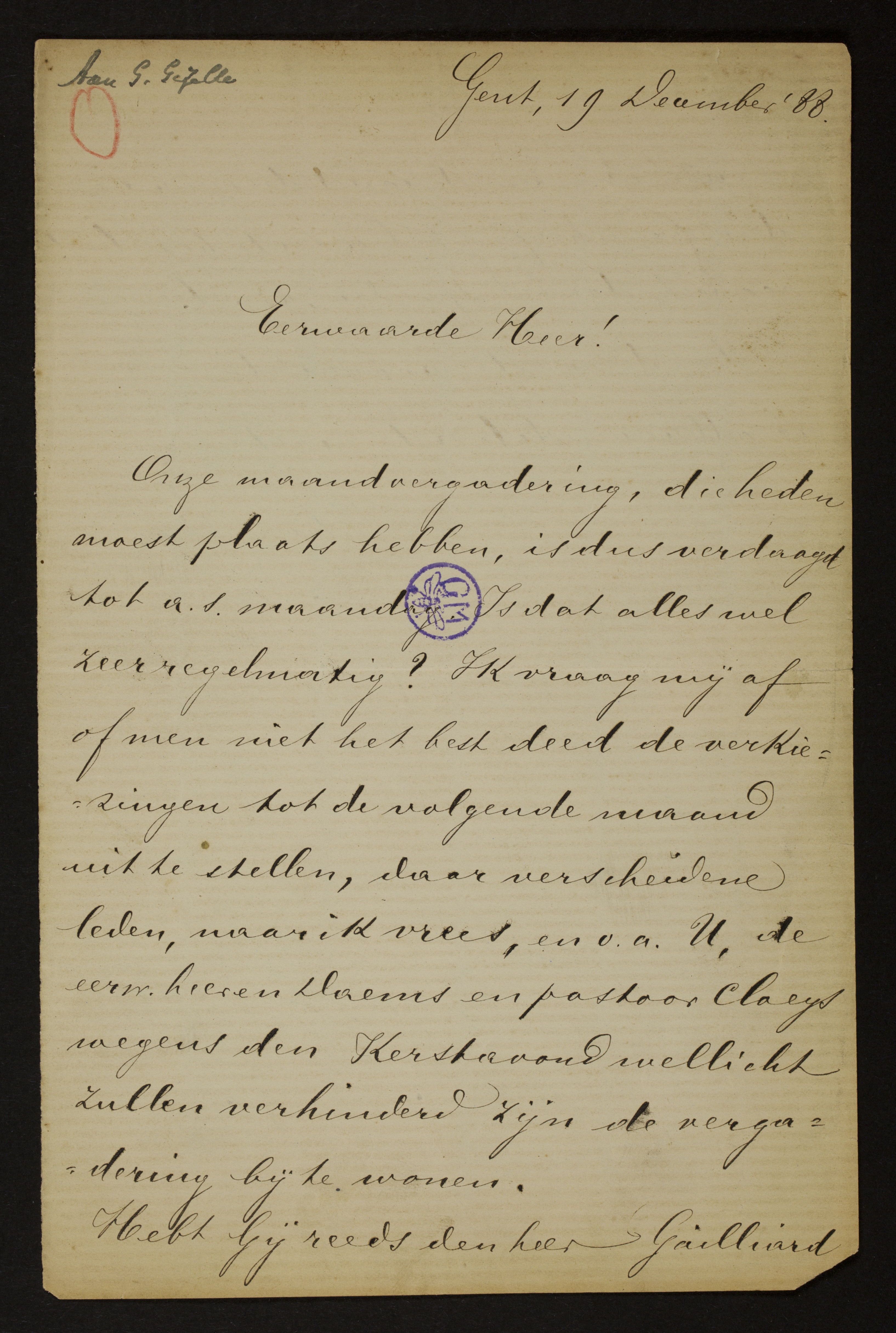 Julius Obrie aan [Guido Gezelle]