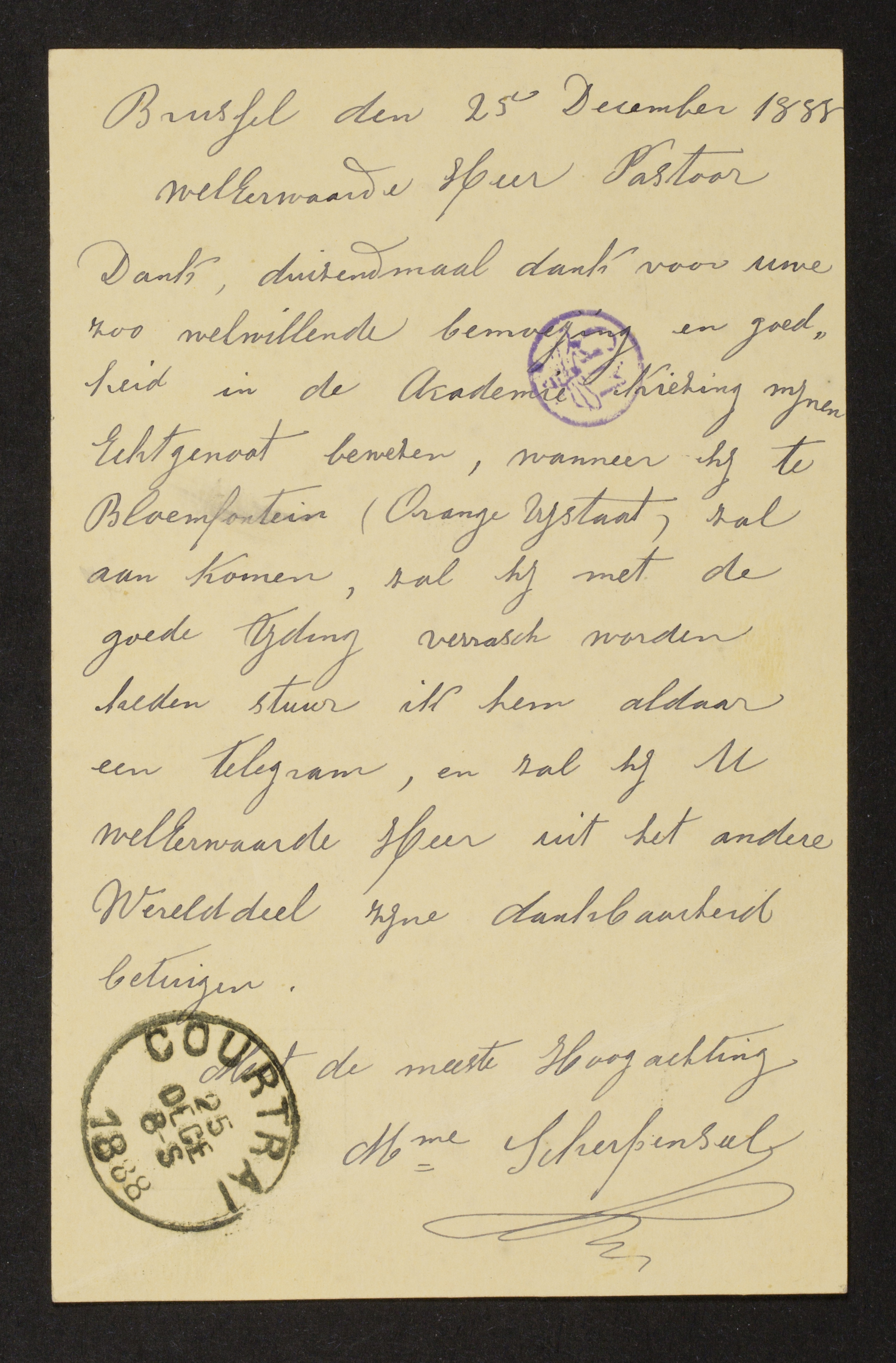 Thérèse Hubertine Abels [=(mevrouw) Scherpenseel] aan Guido Gezelle