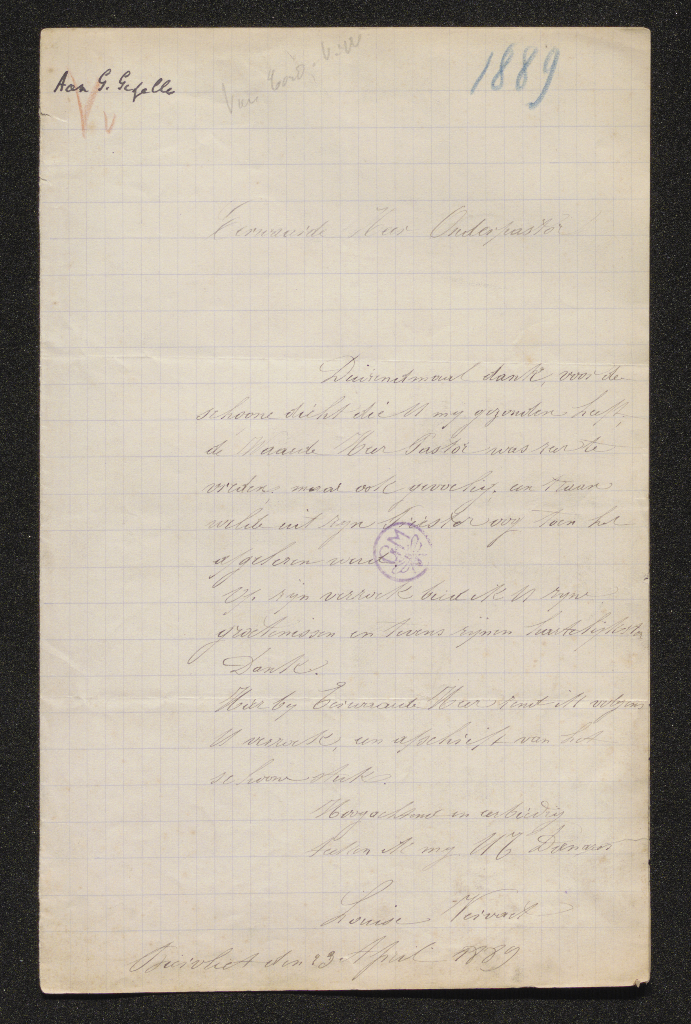 Louise Sidonie Vervaet aan [Guido Gezelle]