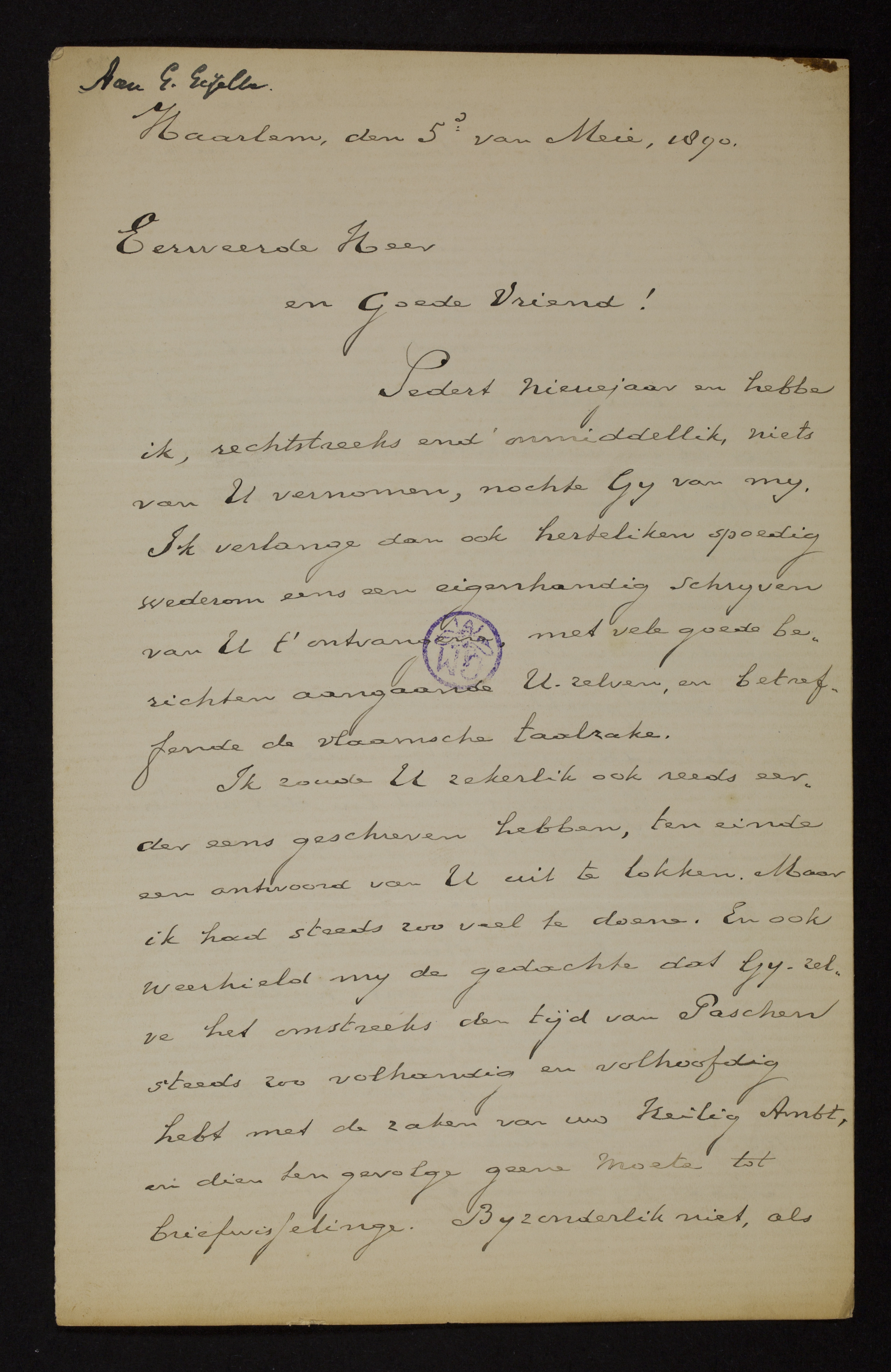 Johan Winkler aan [Guido Gezelle]