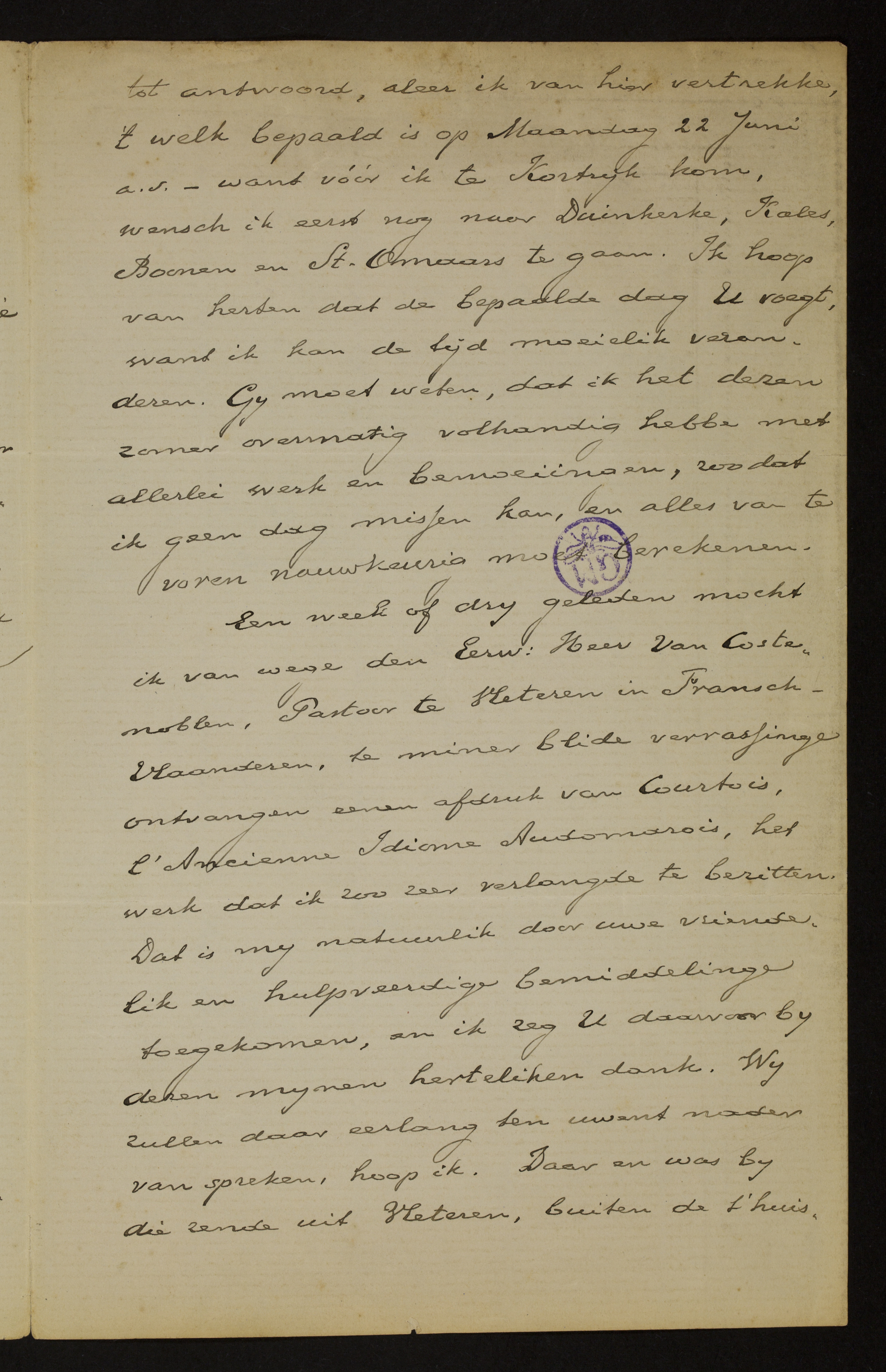 Johan Winkler aan [Guido Gezelle]