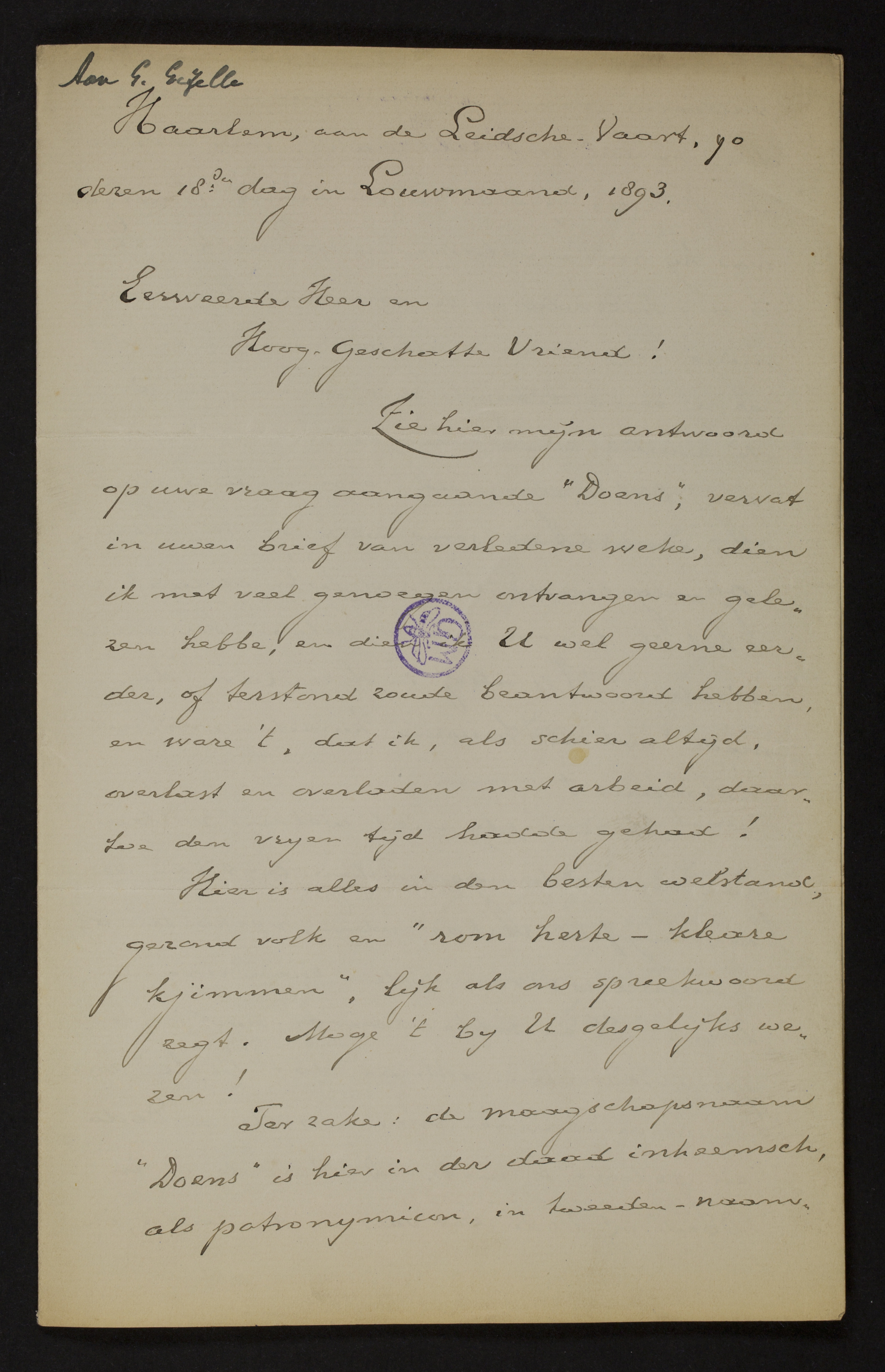 Johan Winkler aan [Guido Gezelle]