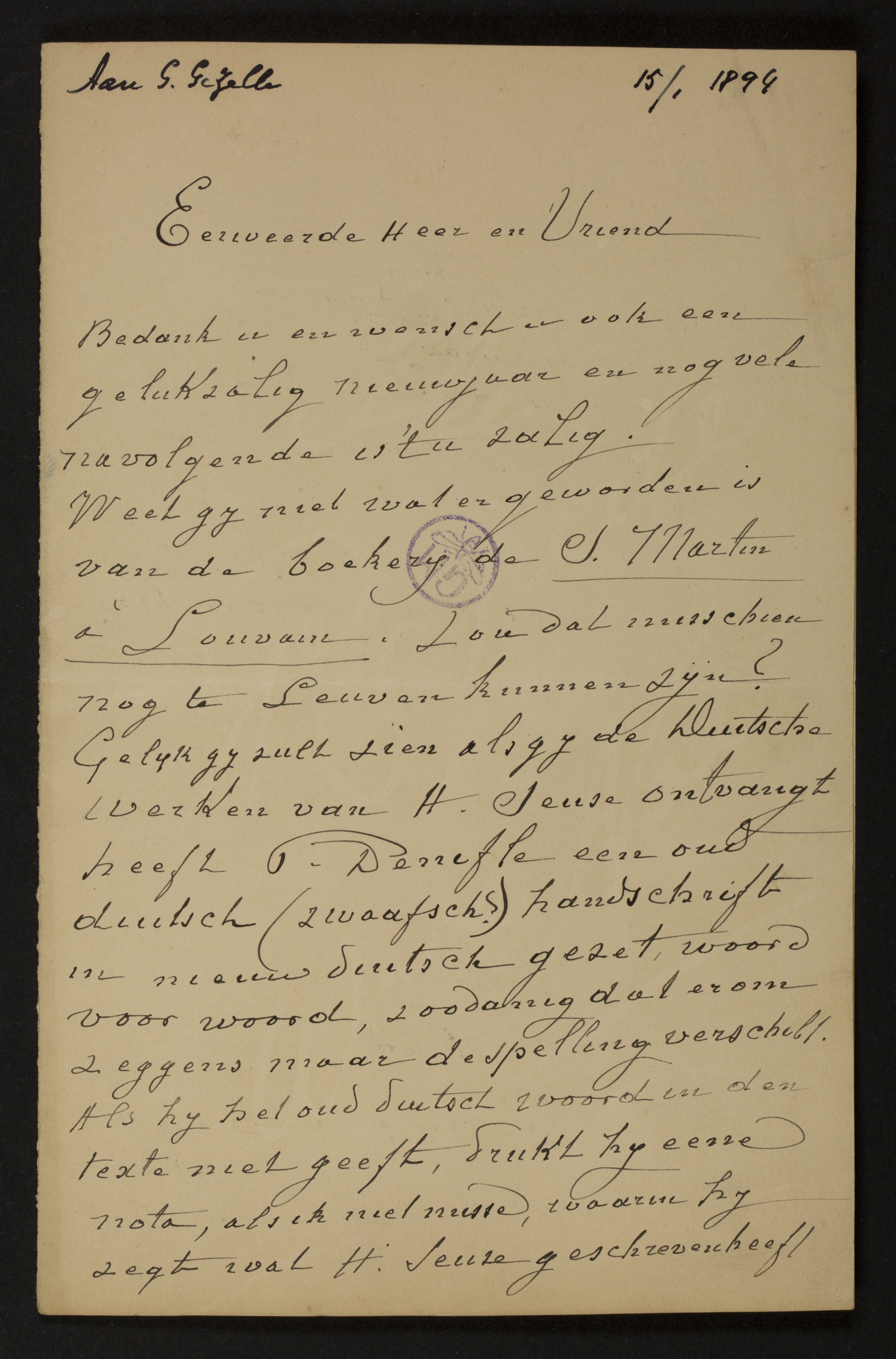 Placidus Amandus Hagebaert (= Broeder Bernardus) aan [Guido Gezelle]