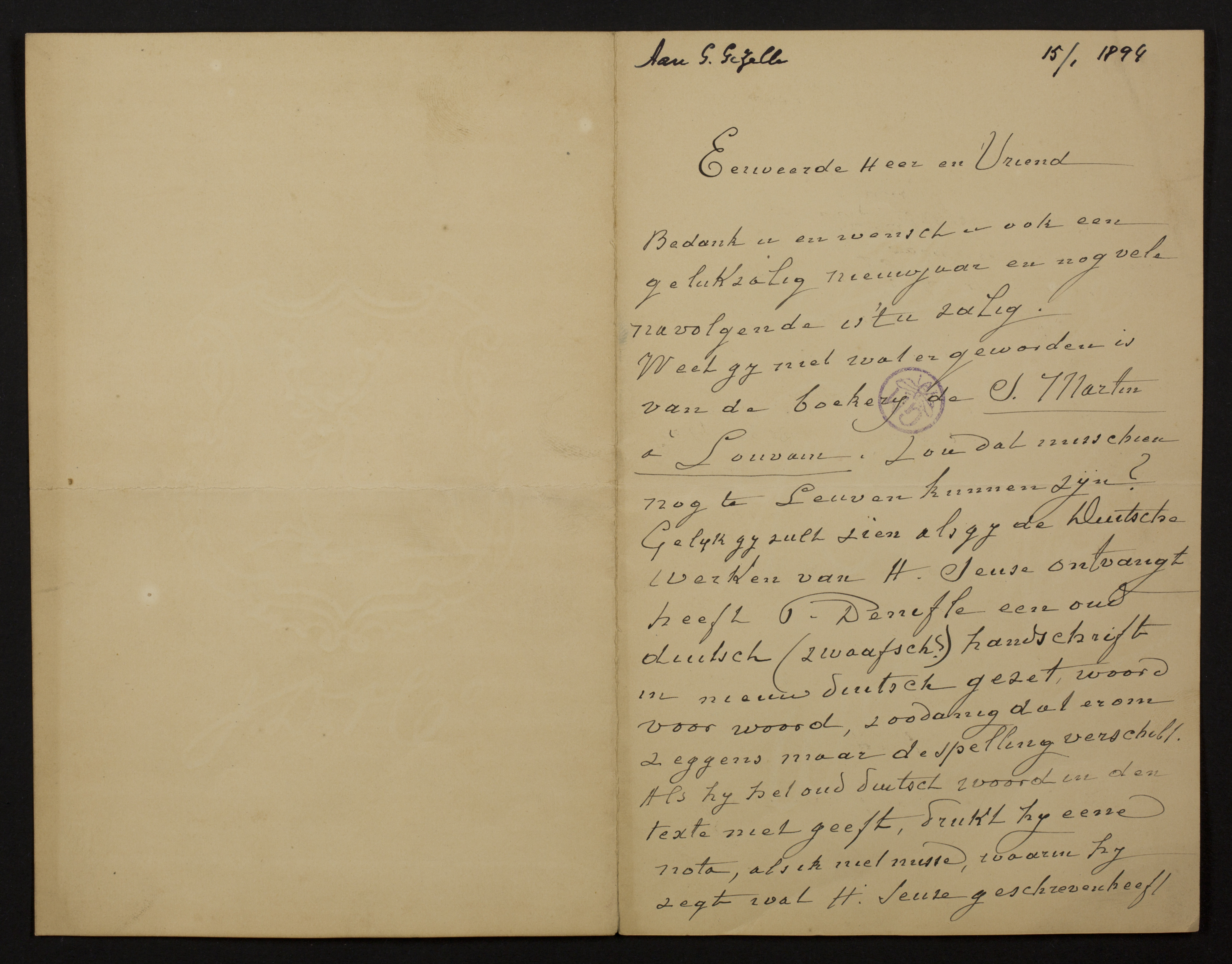 Placidus Amandus Hagebaert (= Broeder Bernardus) aan [Guido Gezelle]