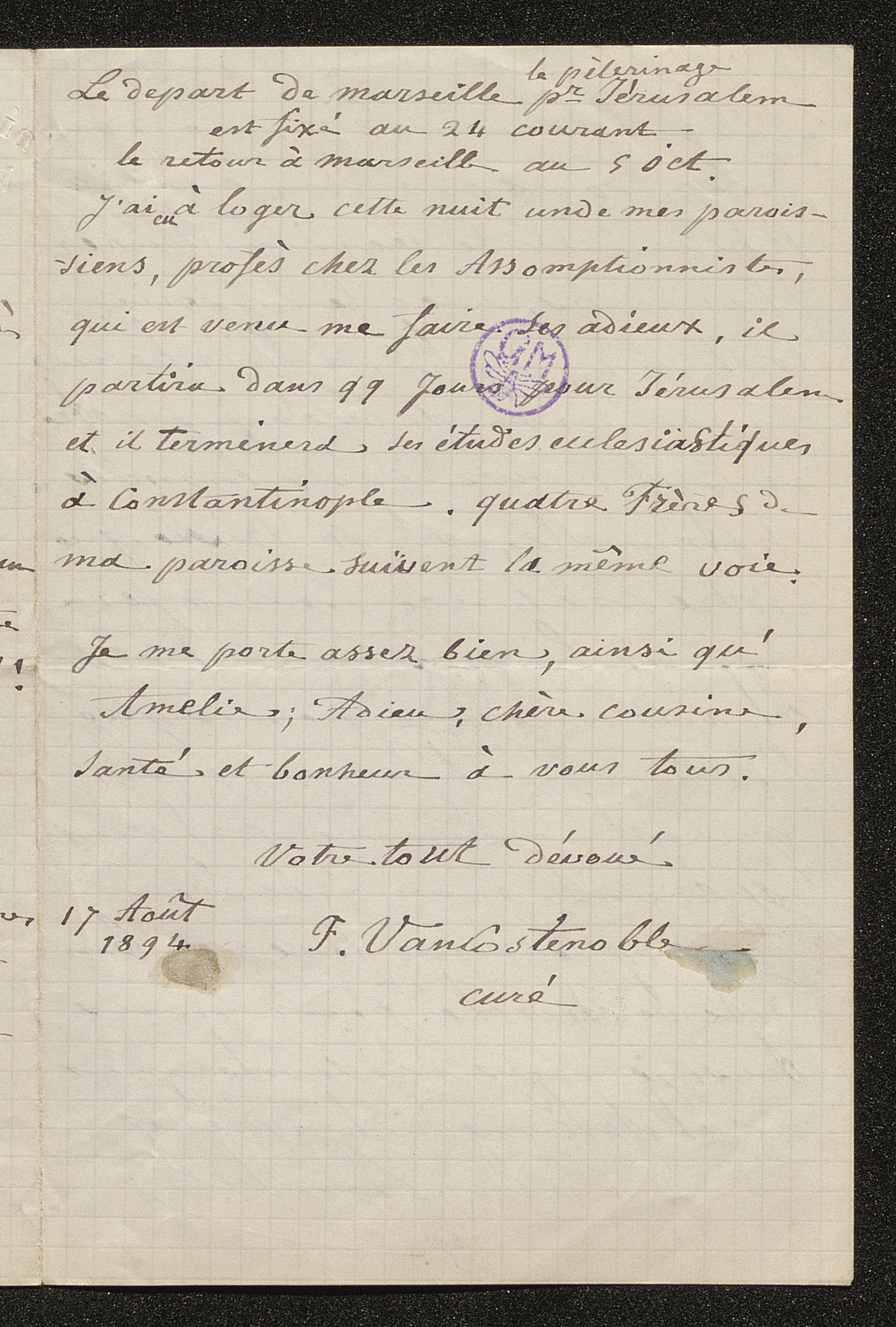 Emma Crombet (= mevrouw Emma Beke) aan [Guido Gezelle]