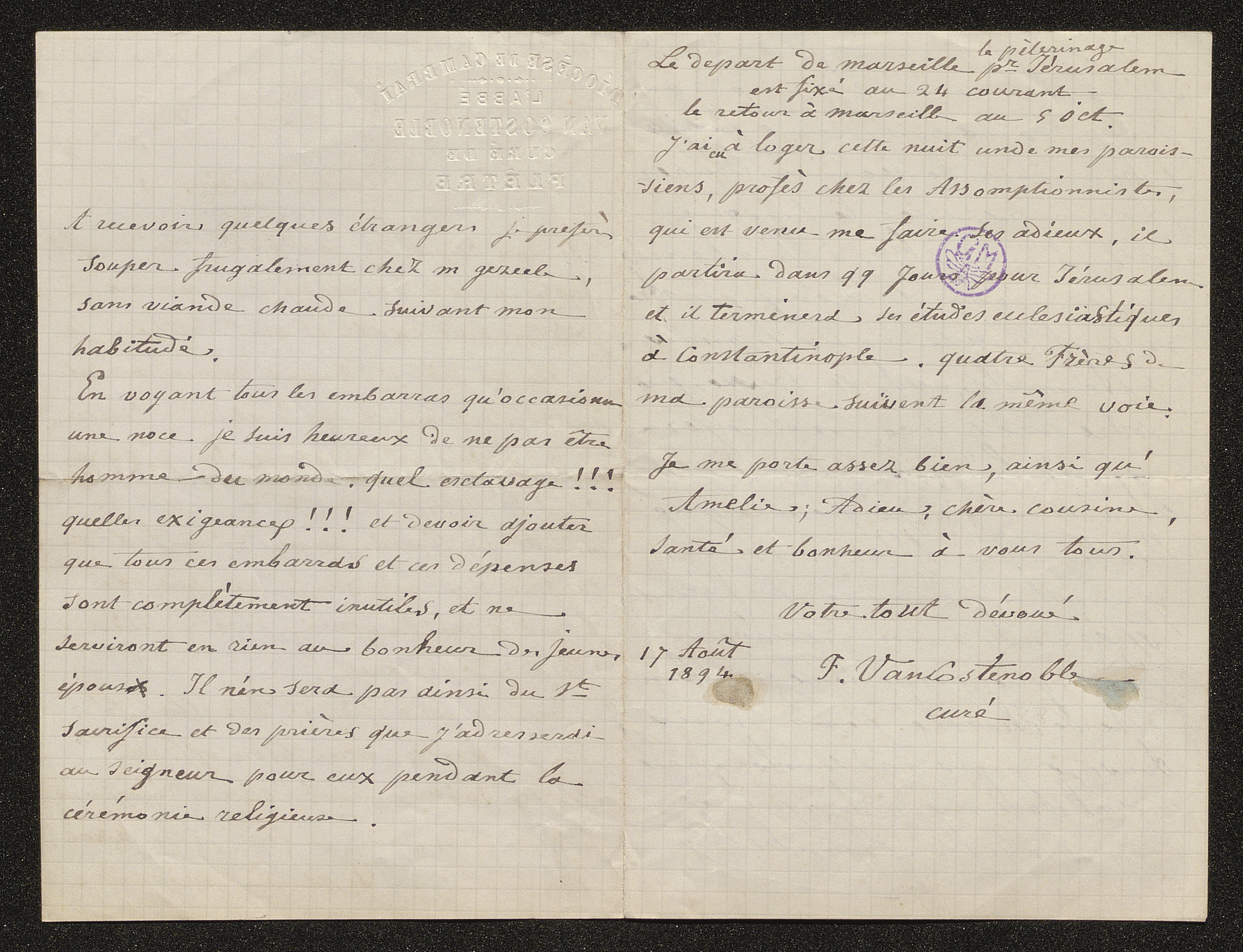 Emma Crombet (= mevrouw Emma Beke) aan [Guido Gezelle]