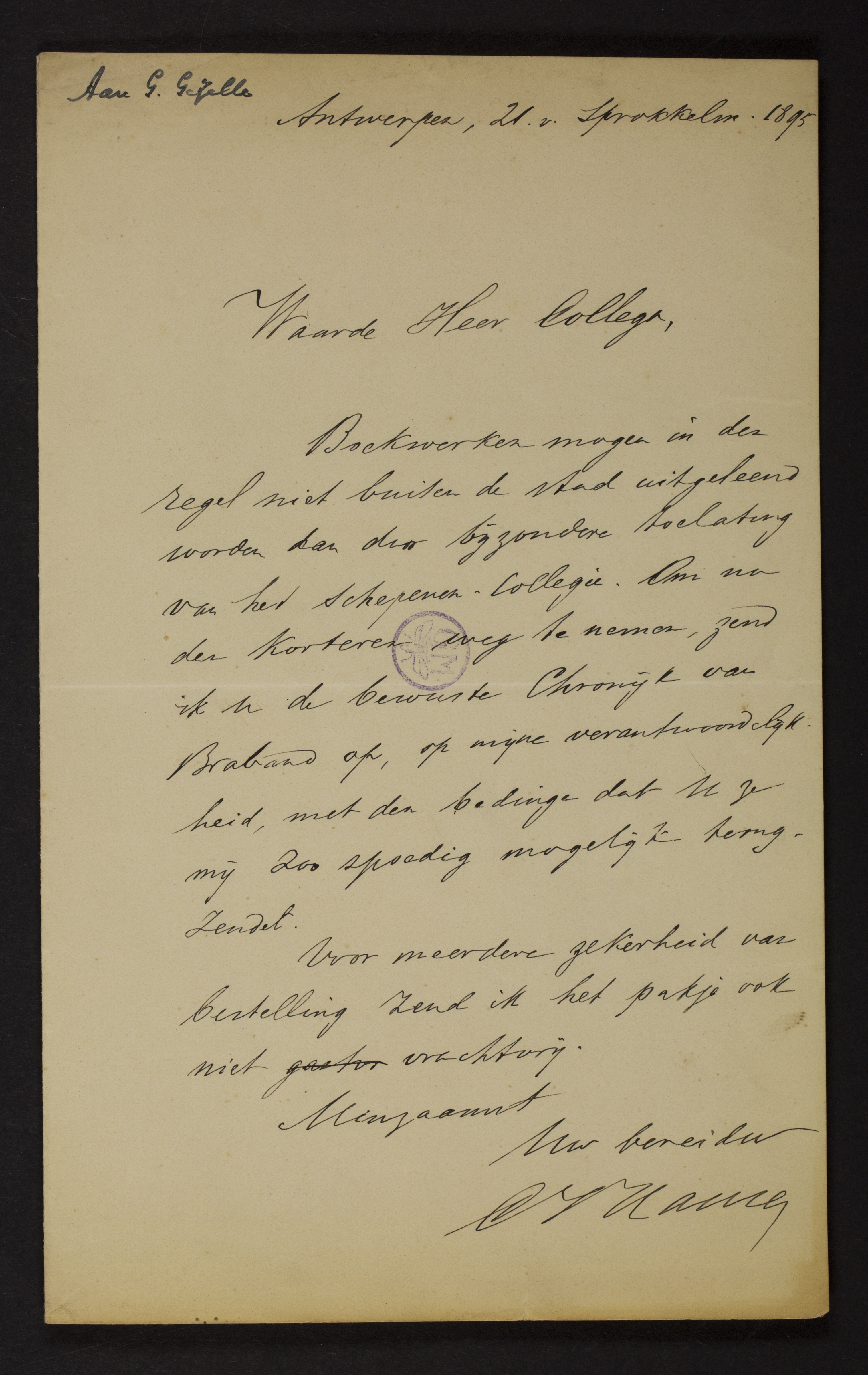 Constant Jacob Hansen aan [Guido Gezelle]