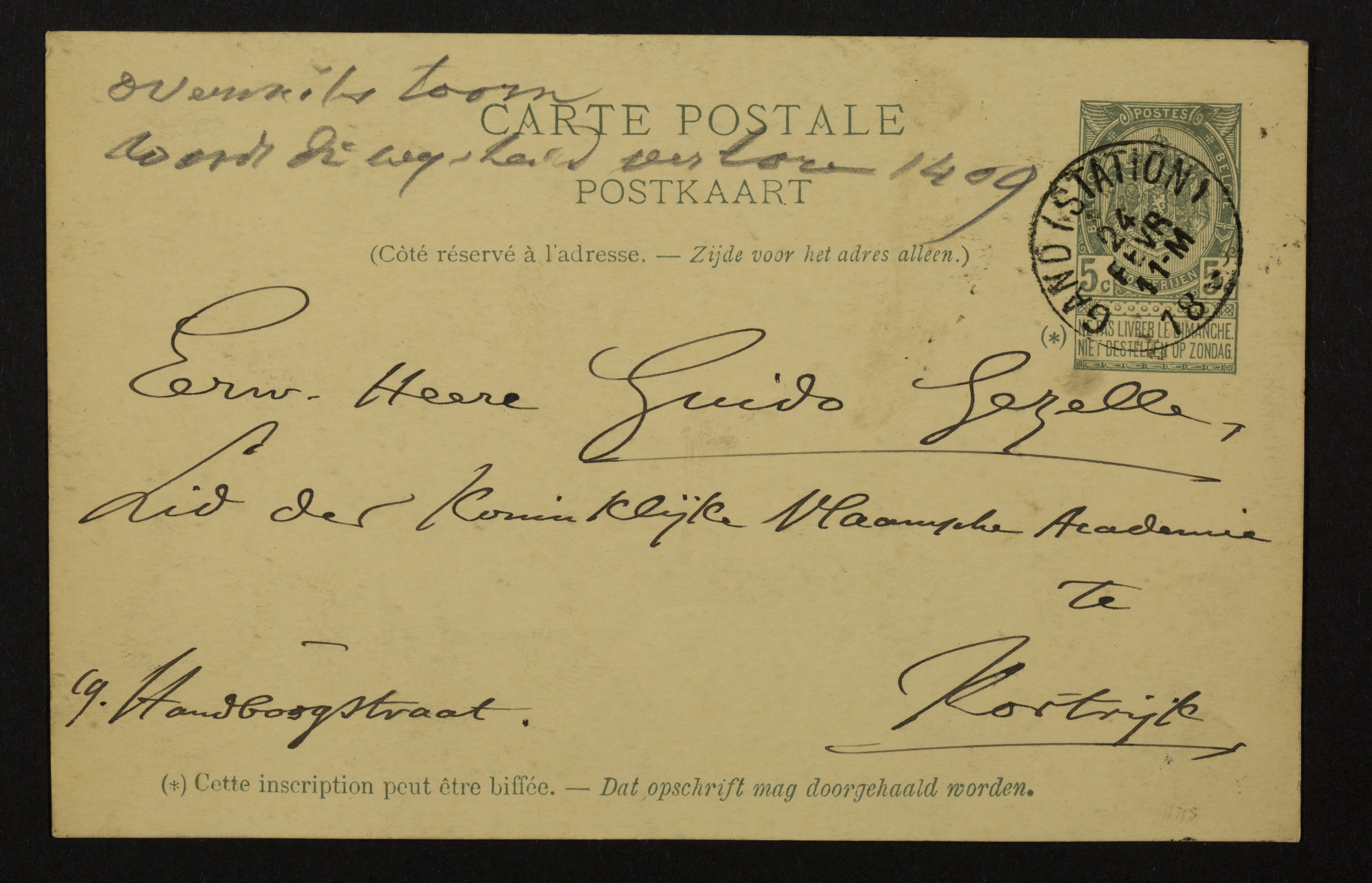 Napoleon De Pauw aan Guido Gezelle