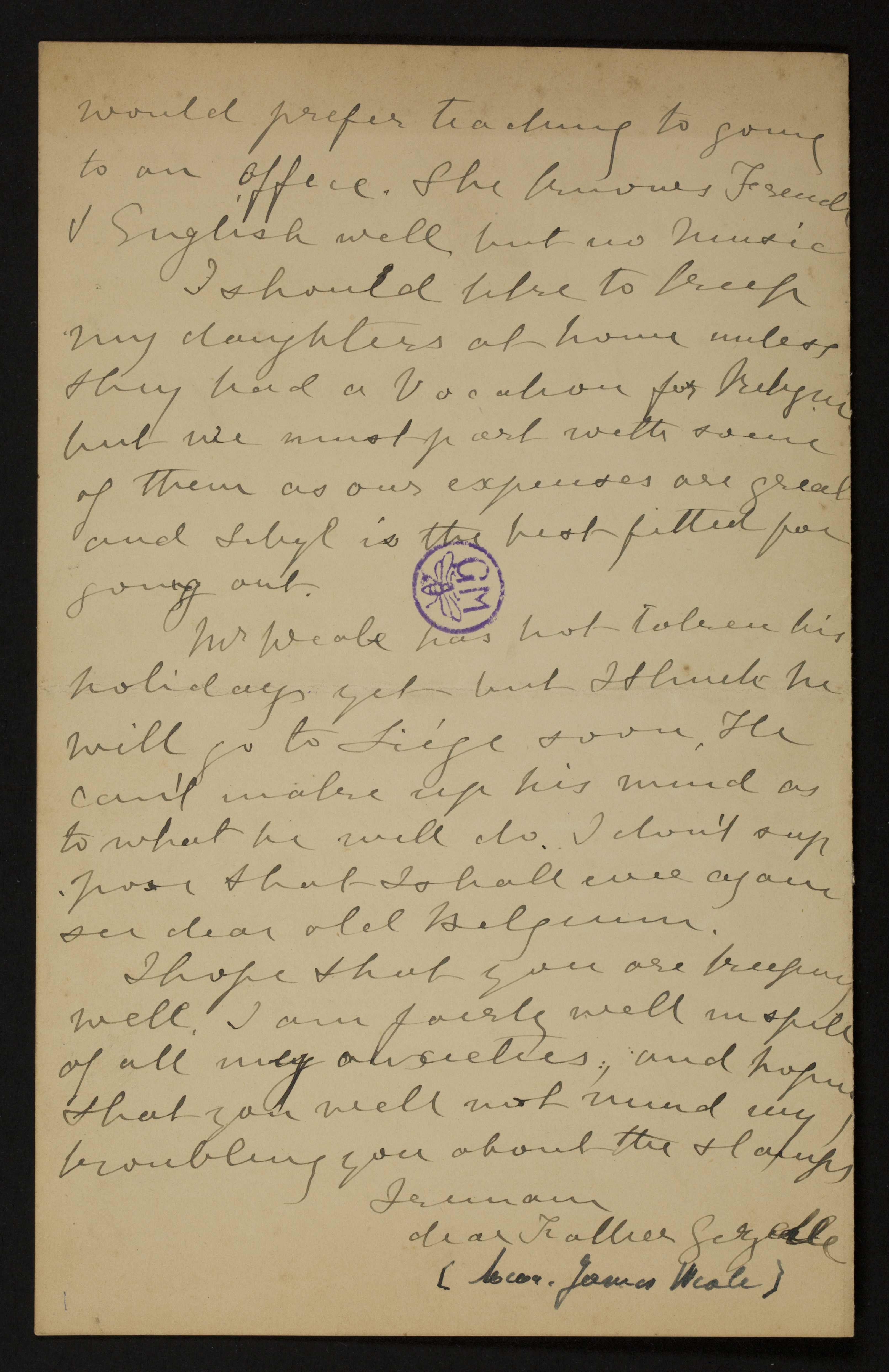 [Helena Amelia Walton (= mevrouw Helena Weale)] aan [Guido Gezelle]