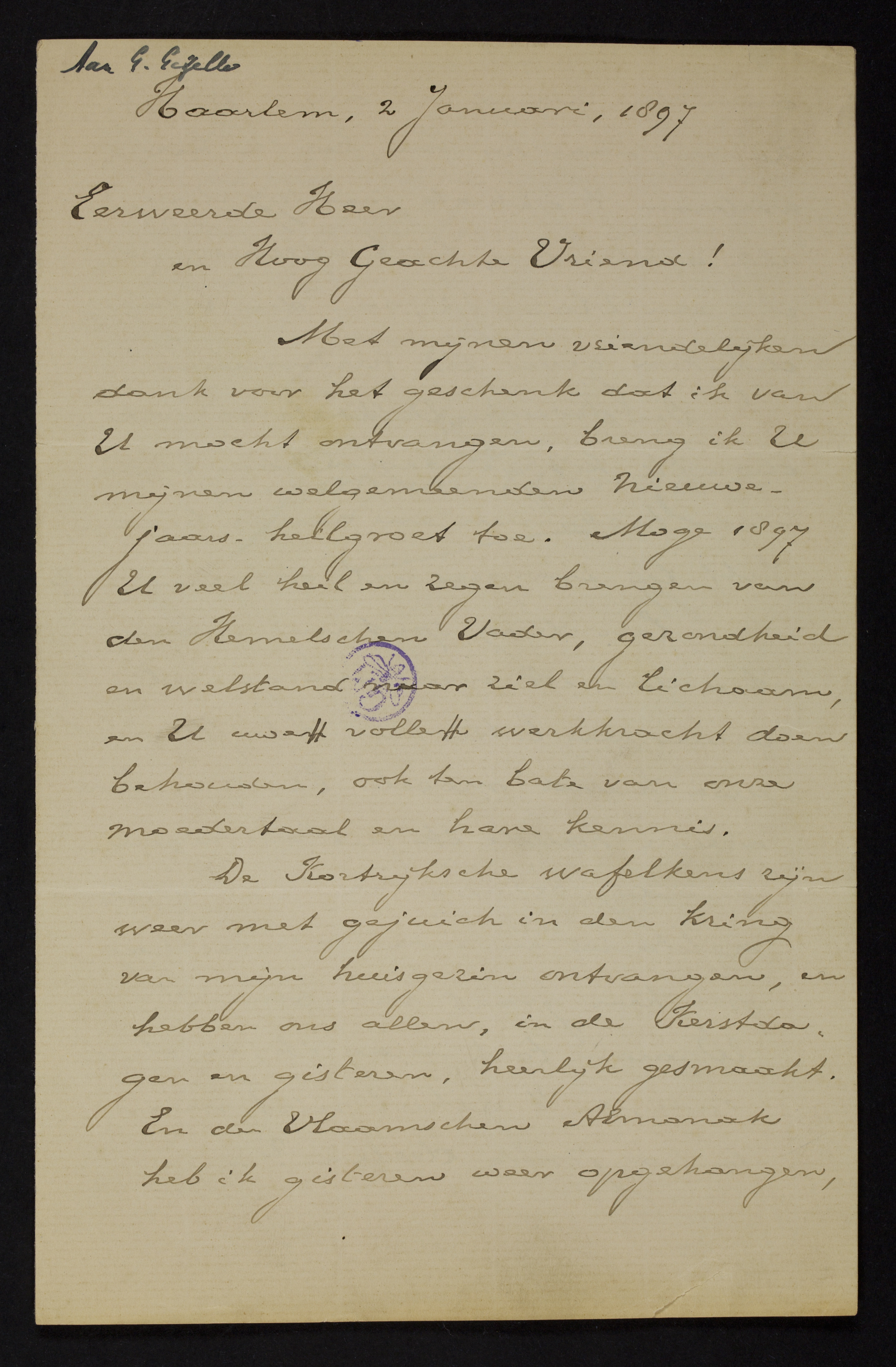 Johan Winkler aan [Guido Gezelle]